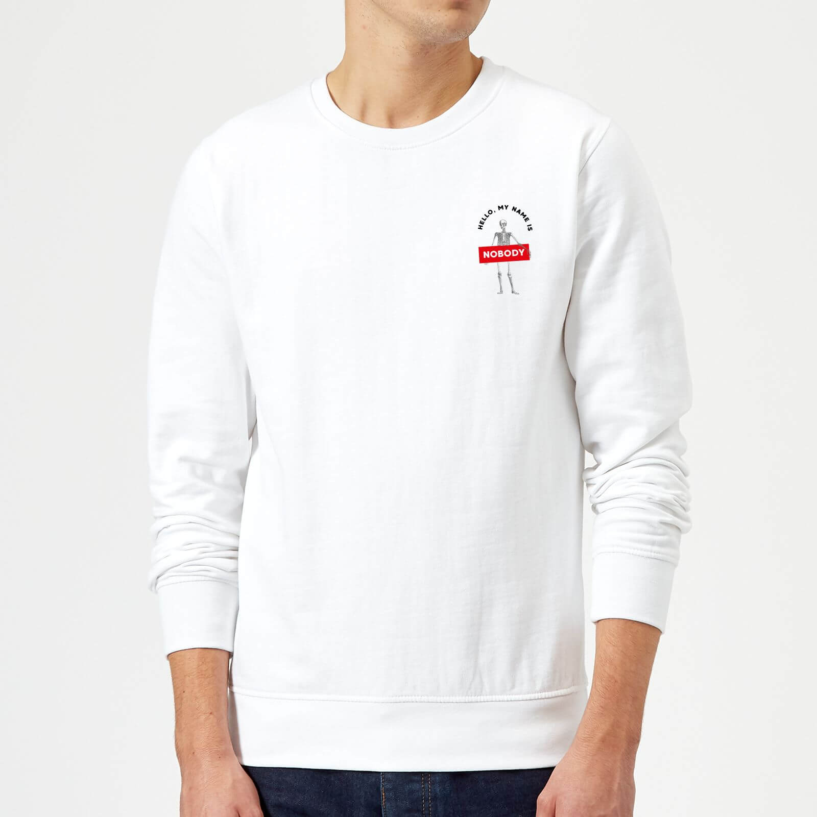 Hello, My Name Is Nobody Sweatshirt - White - XXL - White