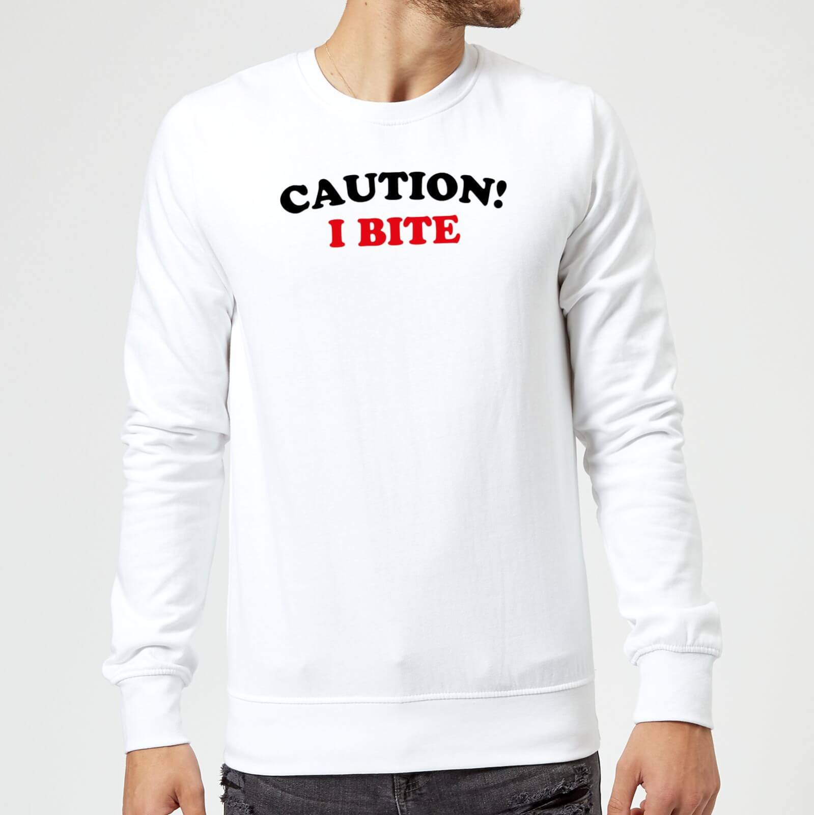 Caution! I Bite Sweatshirt - White - M - White