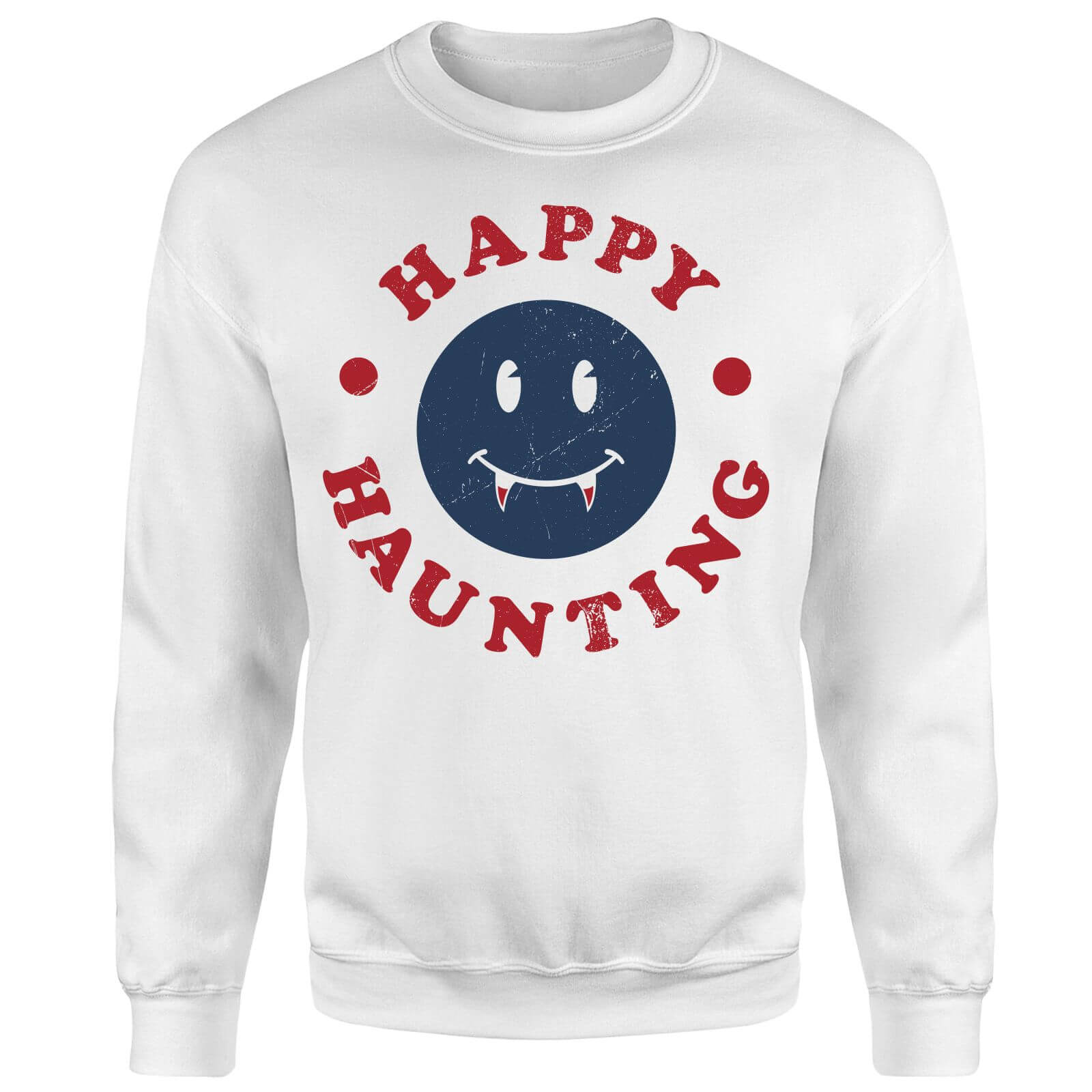 Happy Haunting Fang Sweatshirt - White - XL - White