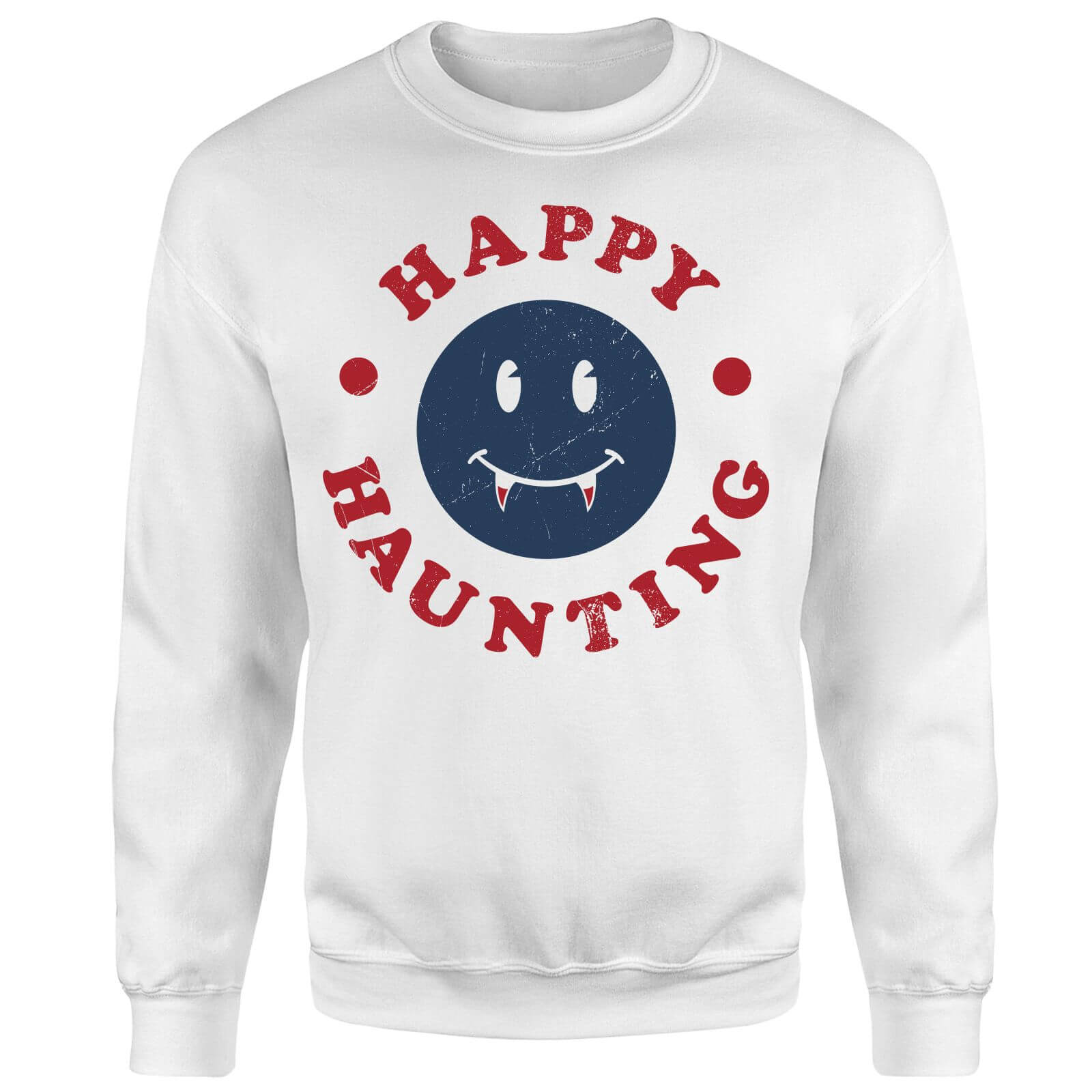 Happy Haunting Fang Sweatshirt - White - XXL - White