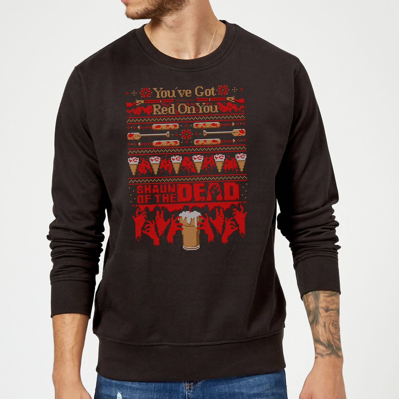Shaun Of The Dead You've Got Red On You Christmas Sweatshirt - Black - L