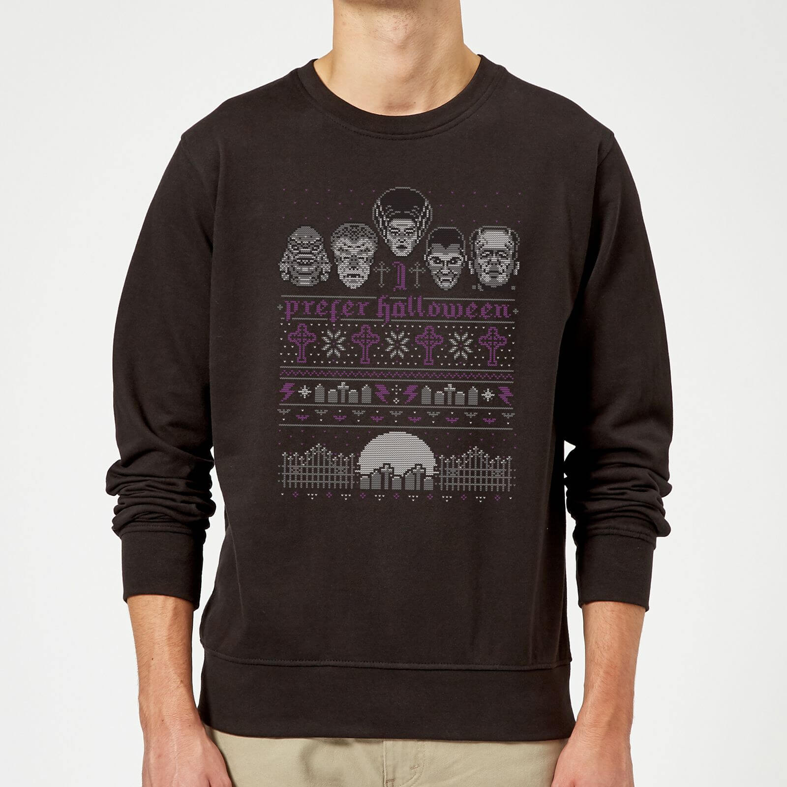 Universal Monsters I Prefer Halloween Christmas Sweatshirt - Black - M