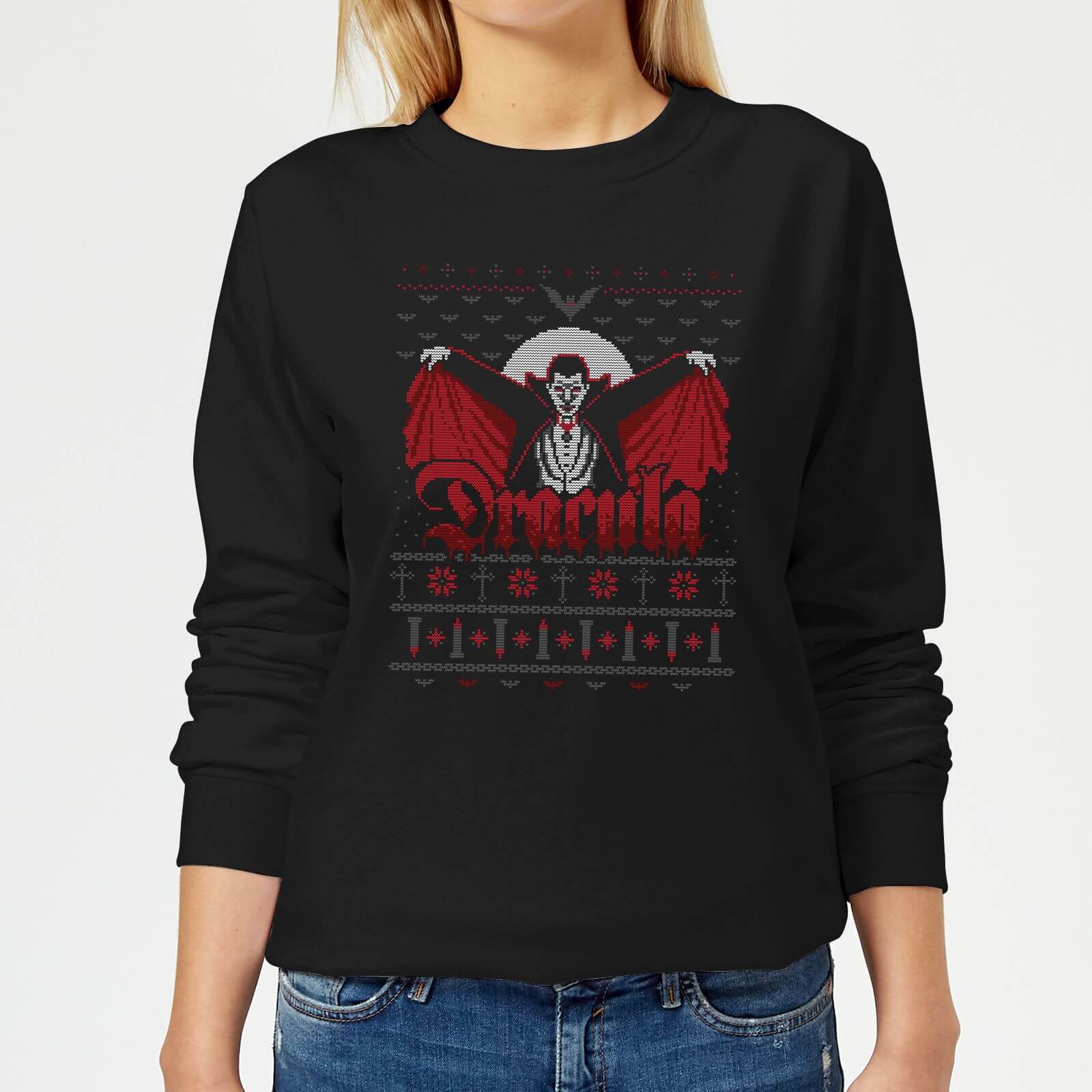 Universal Monsters Dracula Damen Weihnachtspullover - Schwarz - S - Schwarz