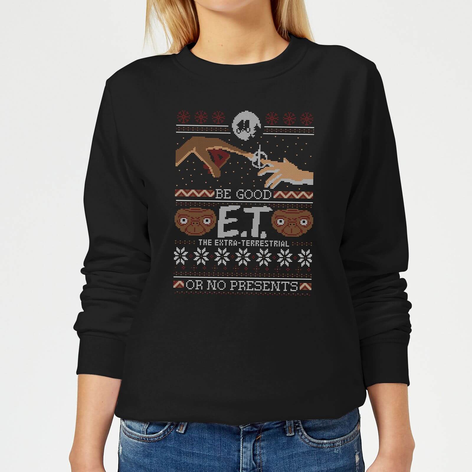 E.T. the Extra-Terrestrial Be Good or No Presents Women's Christmas Sweatshirt - Black - XS