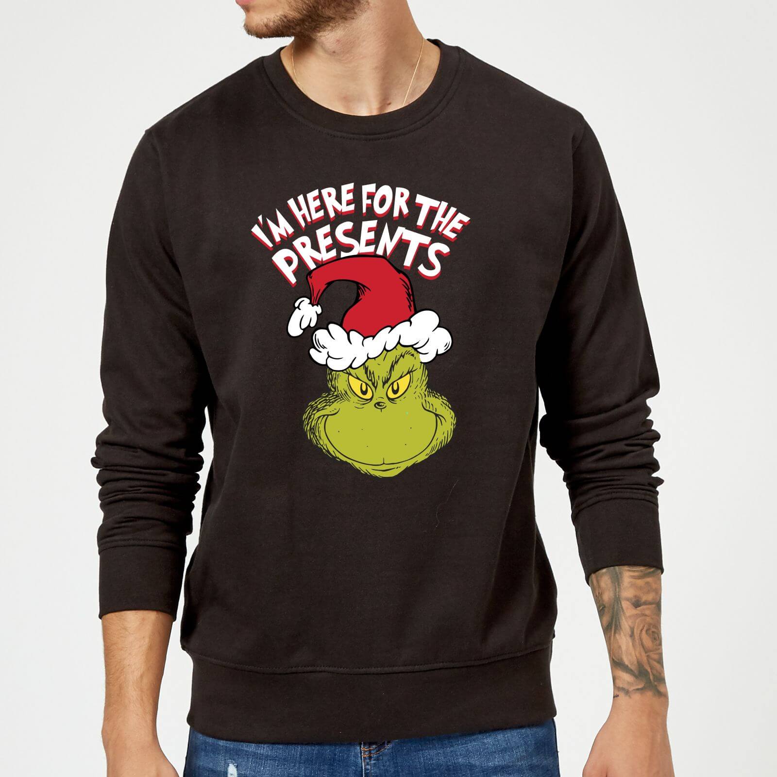 The Grinch Im Here for The Presents Christmas Sweatshirt - Black - XXL