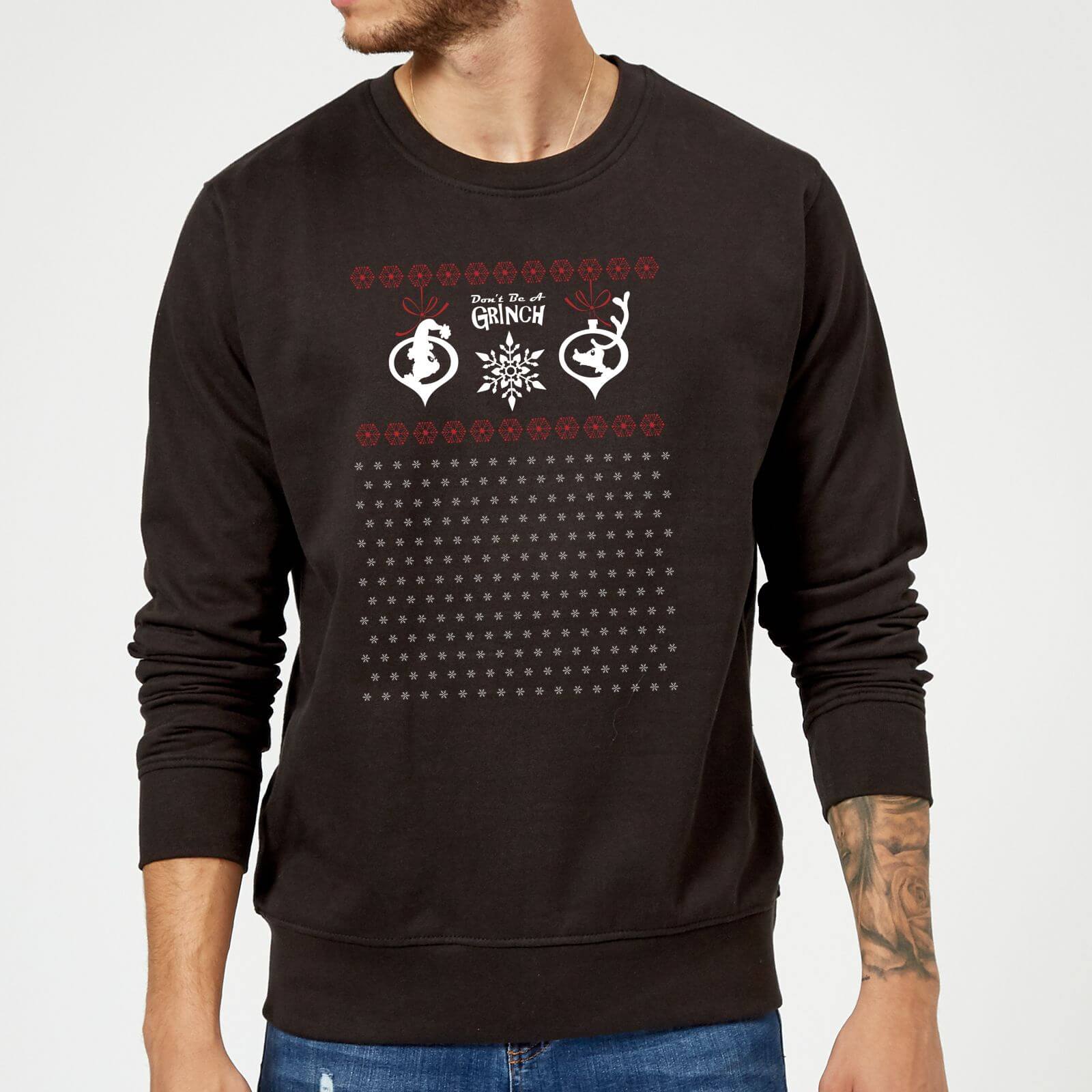 The Grinch Pattern Christmas Sweatshirt - Black - XL