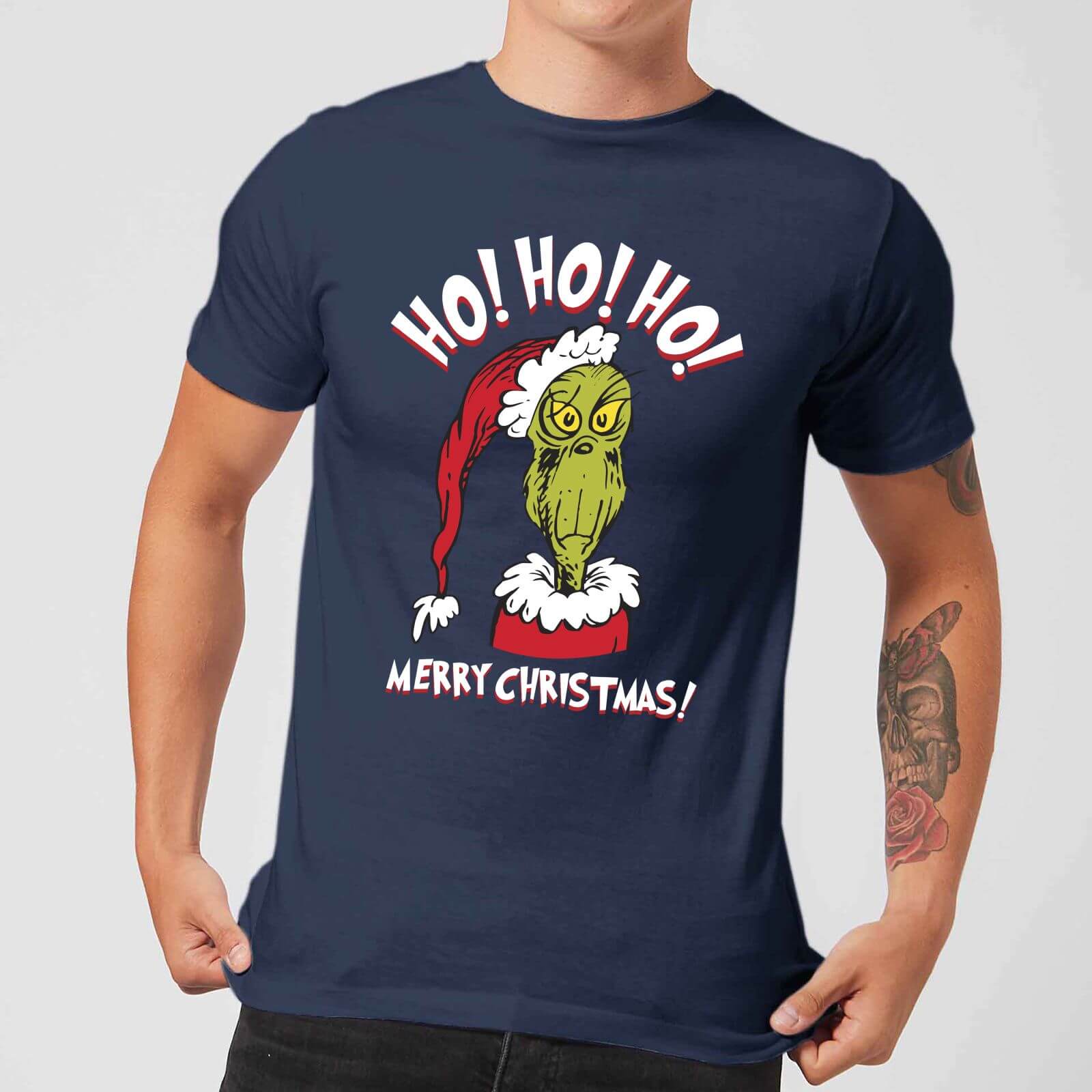 The Grinch Ho Ho Ho Men's Christmas T-Shirt - Navy - XXL