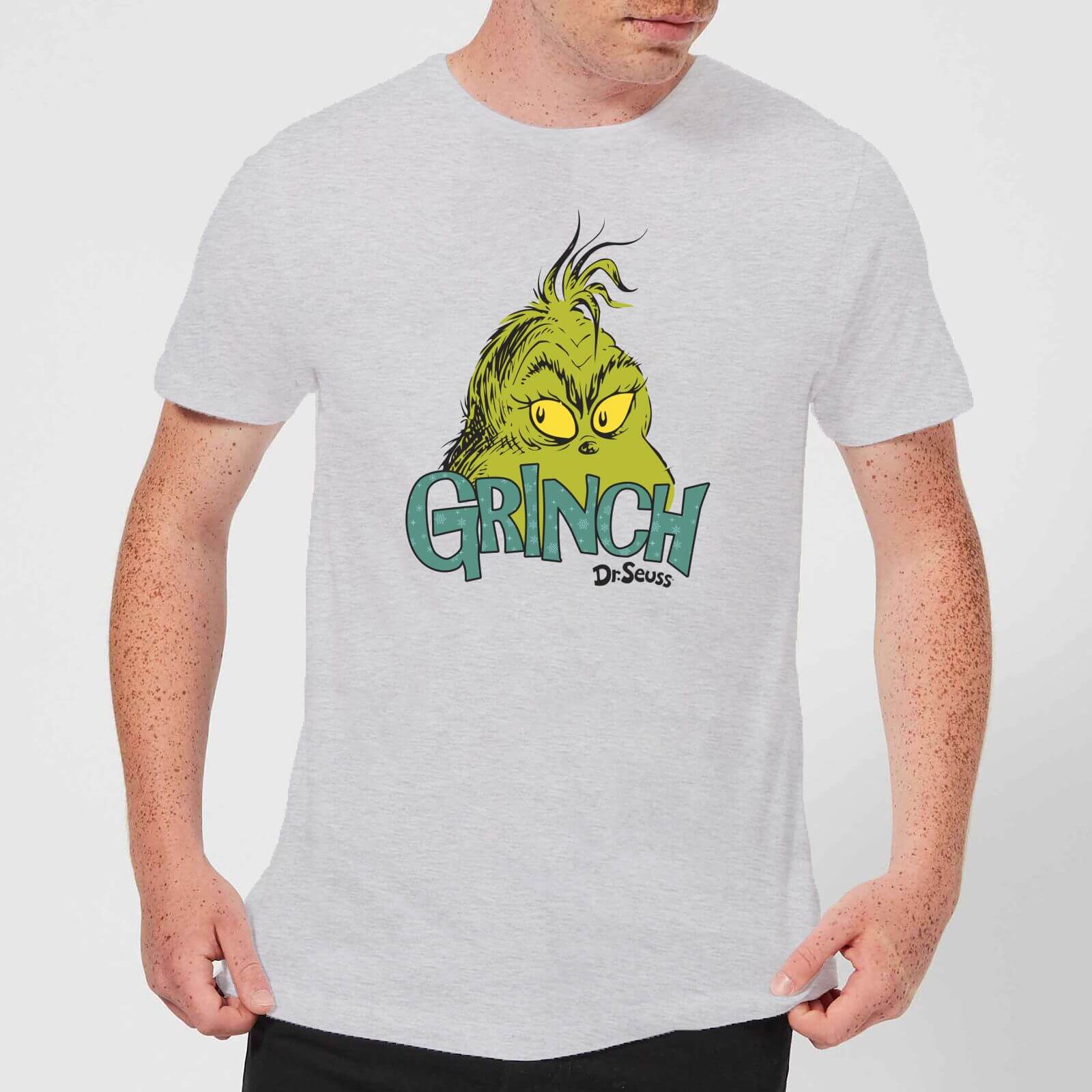 The Grinch Face Men's Christmas T-Shirt - Grey - XS