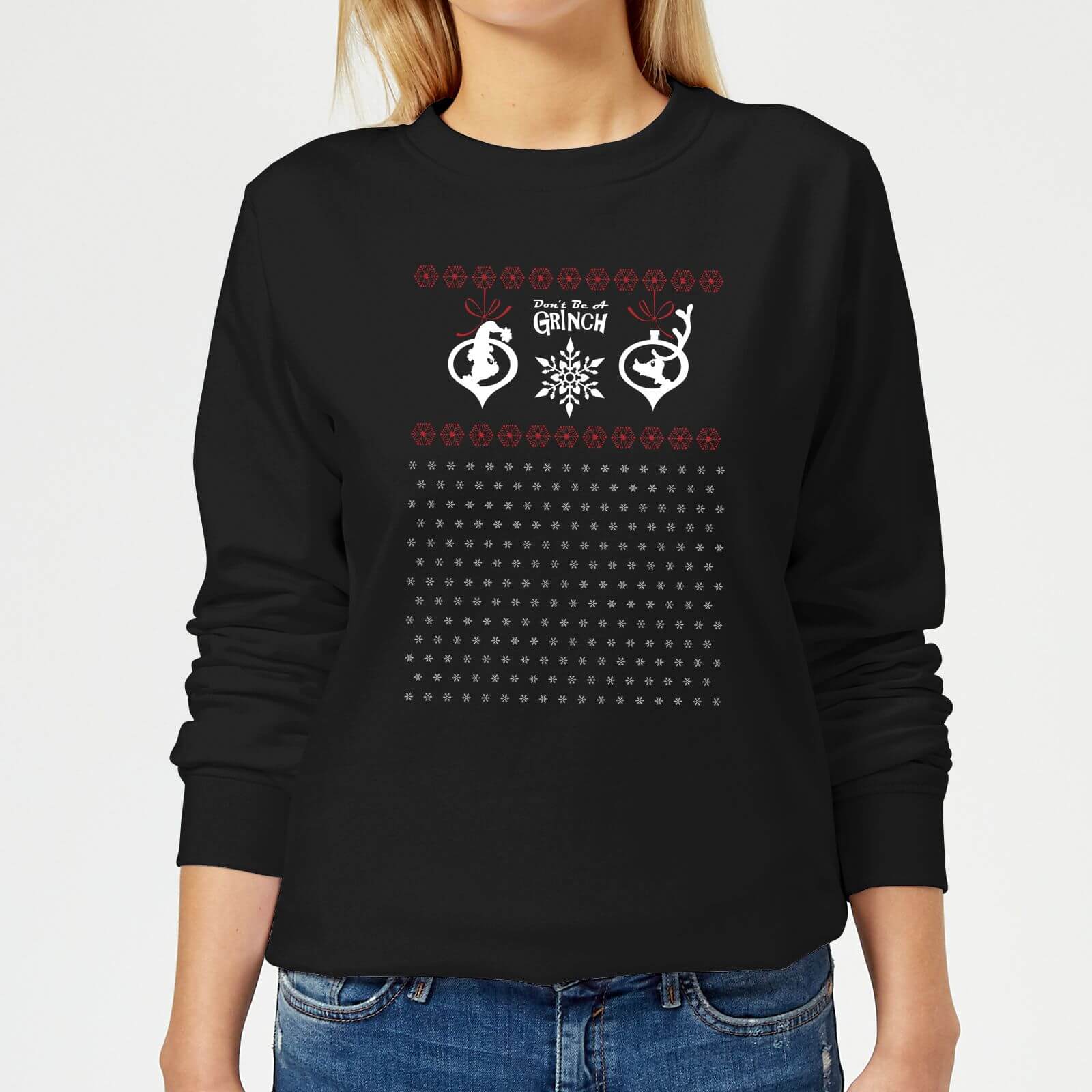 The Grinch Pattern Women's Christmas Sweatshirt - Black - 5XL