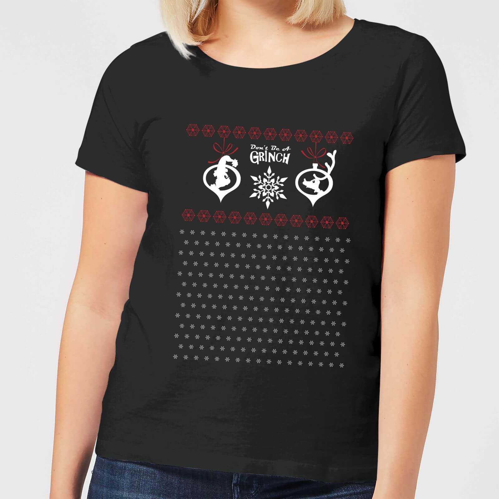 The Grinch Pattern Women's Christmas T-Shirt - Black - 4XL - Black
