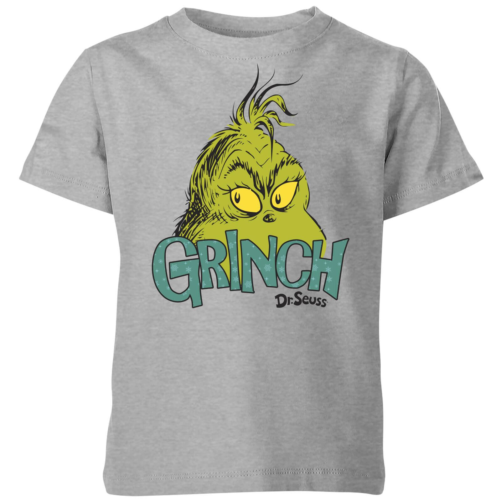The Grinch Face Kids Christmas T-Shirt - Grey - 7-8 Years
