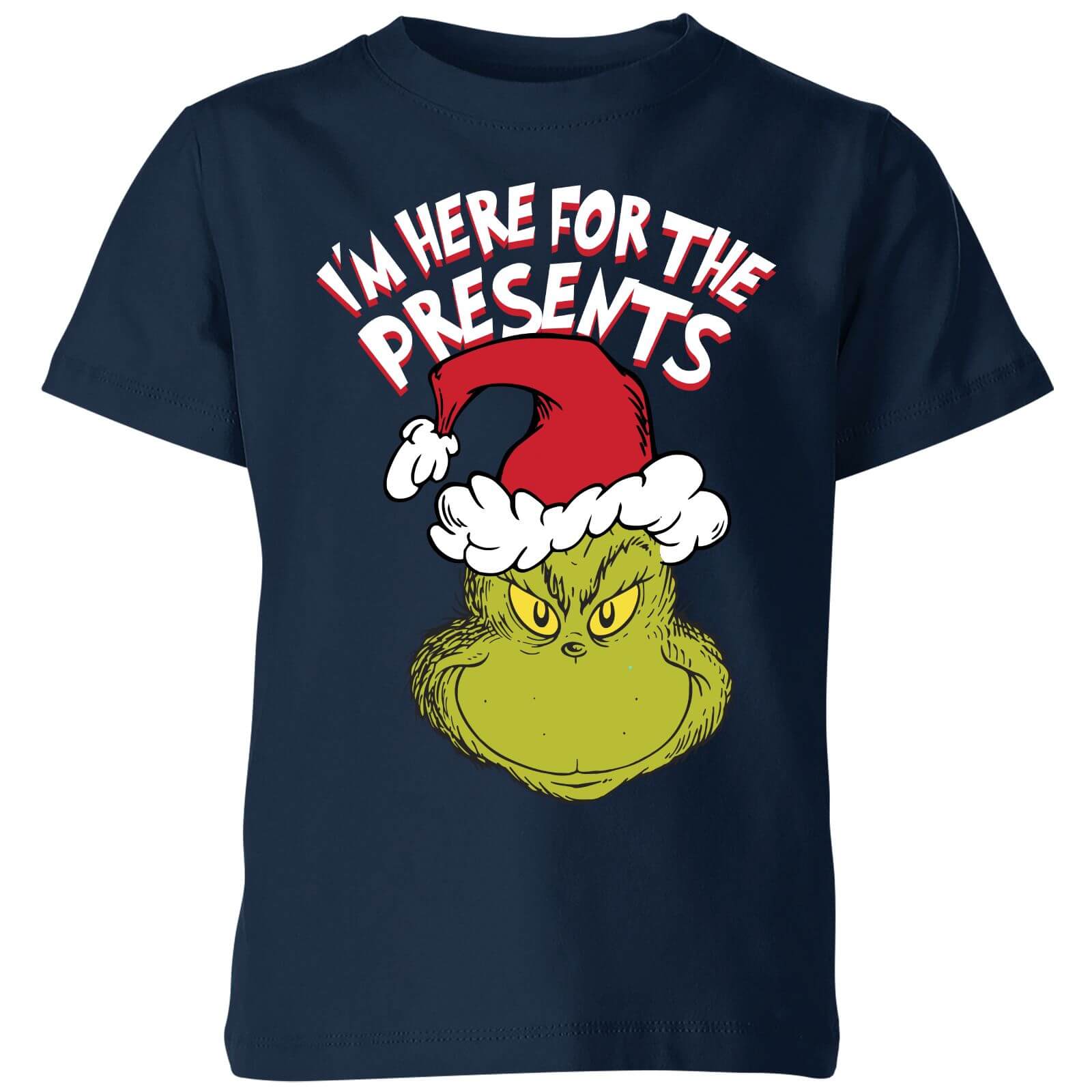 The Grinch Im Here for The Presents Kids Christmas T-Shirt - Navy - 7-8 Years