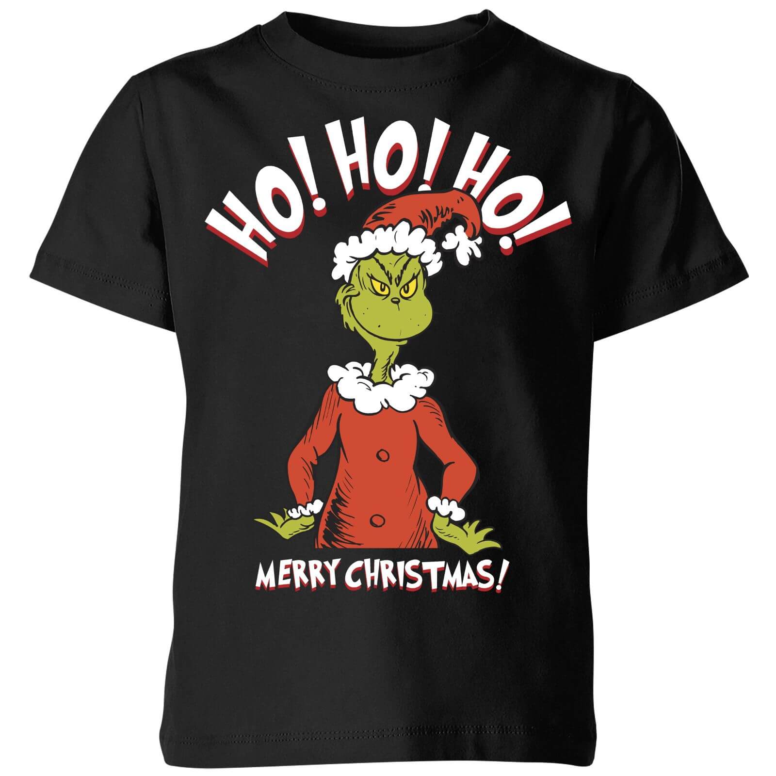 The Grinch Ho Ho Ho Smile Kids Christmas T-Shirt - Black - 9-10 Years