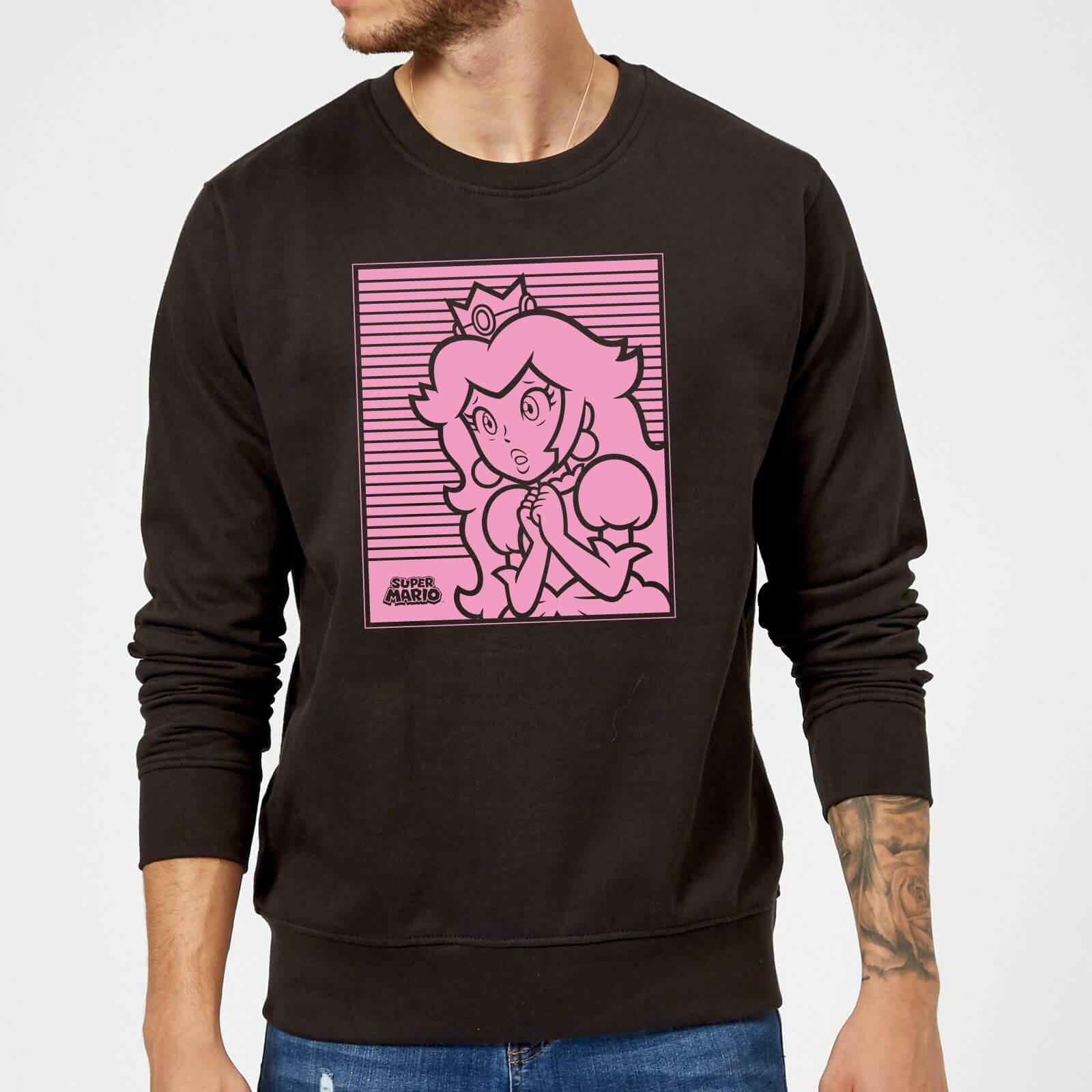 

Nintendo Super Mario Princess Peach Retro Line Art Sweatshirt - Black - M