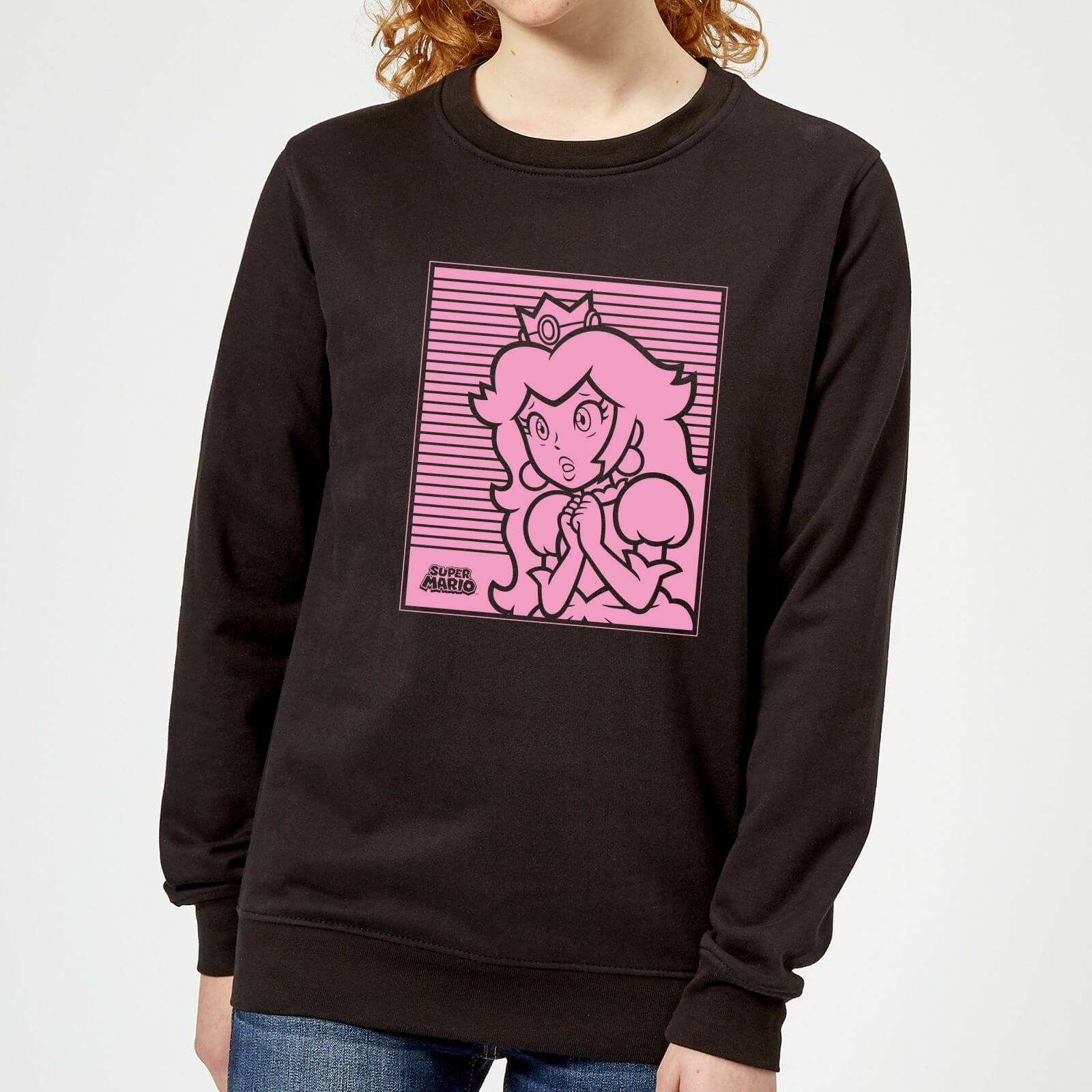 

Nintendo Super Mario Princess Peach Retro Line Art Women's Sweatshirt - Black - M