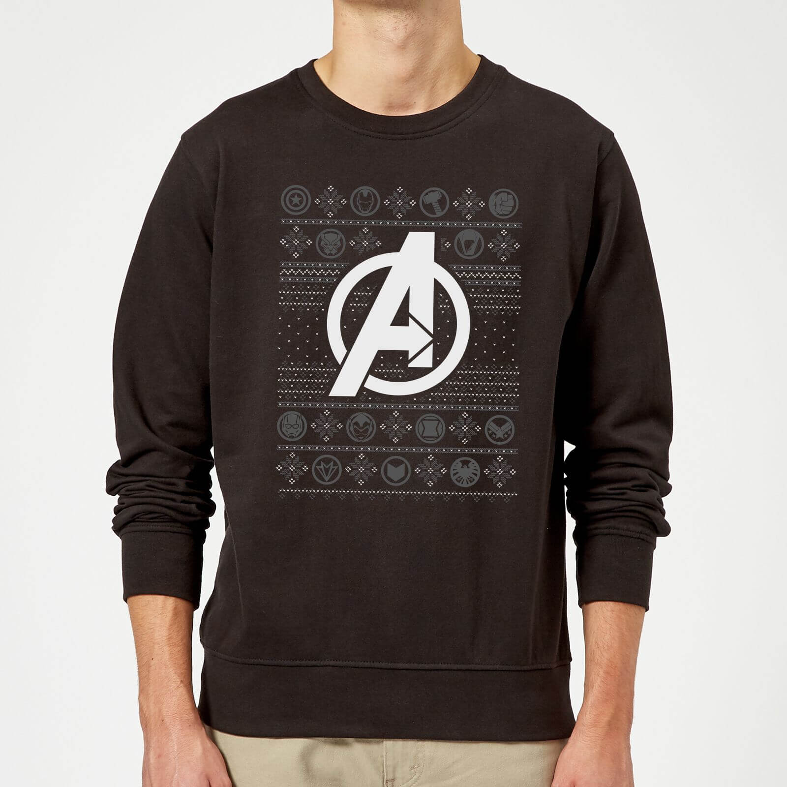 Marvel Avengers Logo Christmas Sweatshirt - Black - M