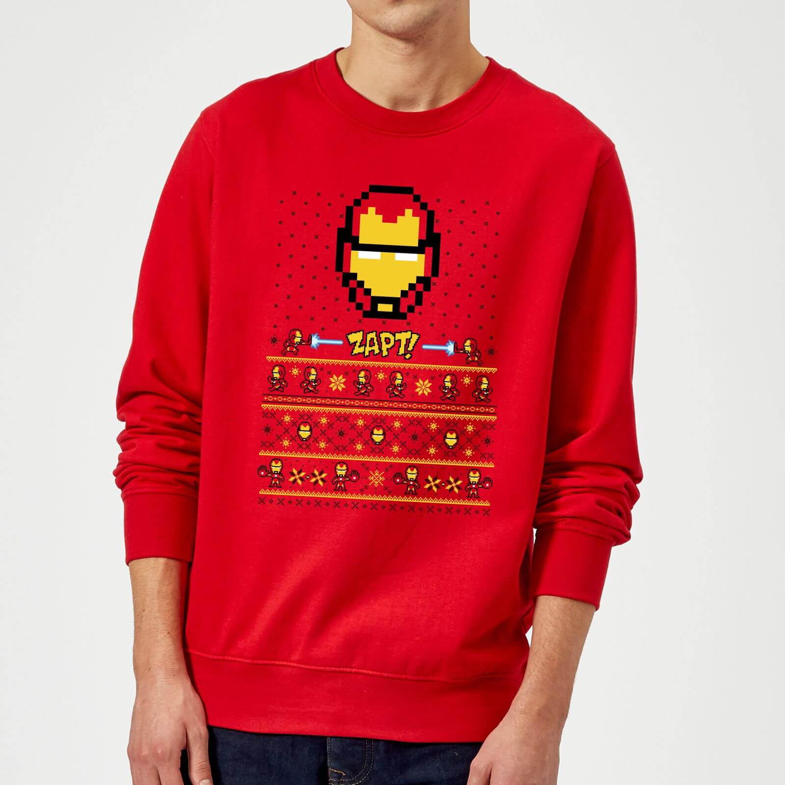 Marvel Avengers Iron Man Pixel Art Christmas Sweatshirt - Red - M