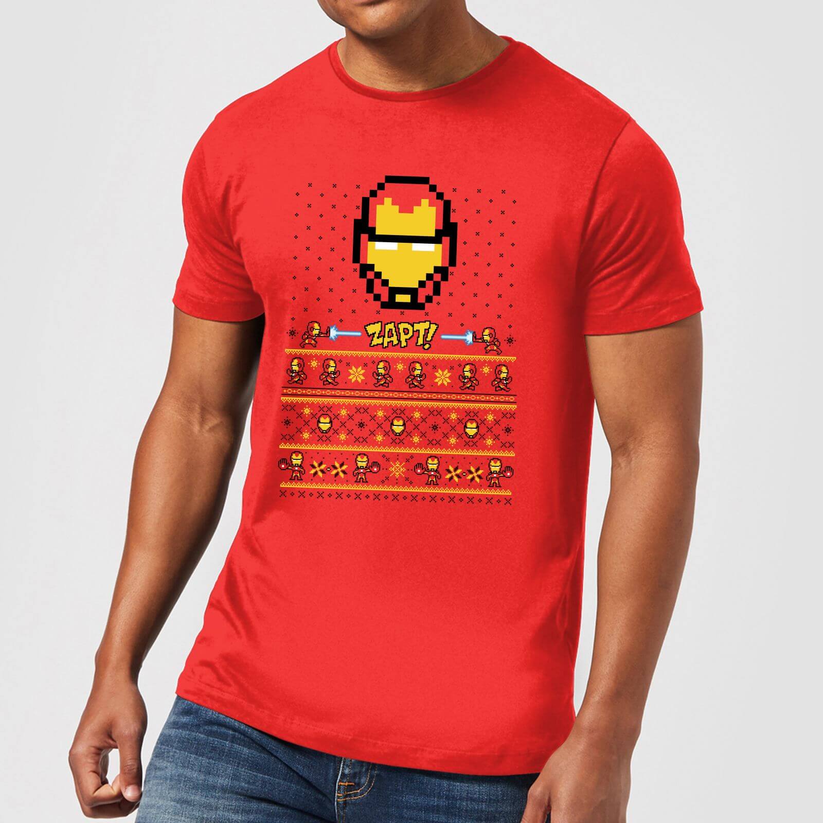 

T-Shirt Marvel Avengers Iron Man Pixel Art Christmas - Rosso - Uomo - S