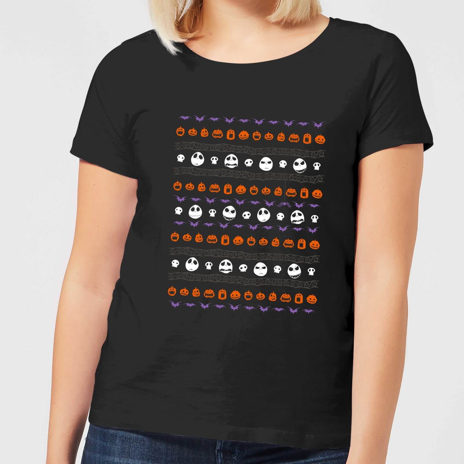 

Nightmare Before Christmas Jack Pumpkin Faces Women's T-Shirt - Black - S
