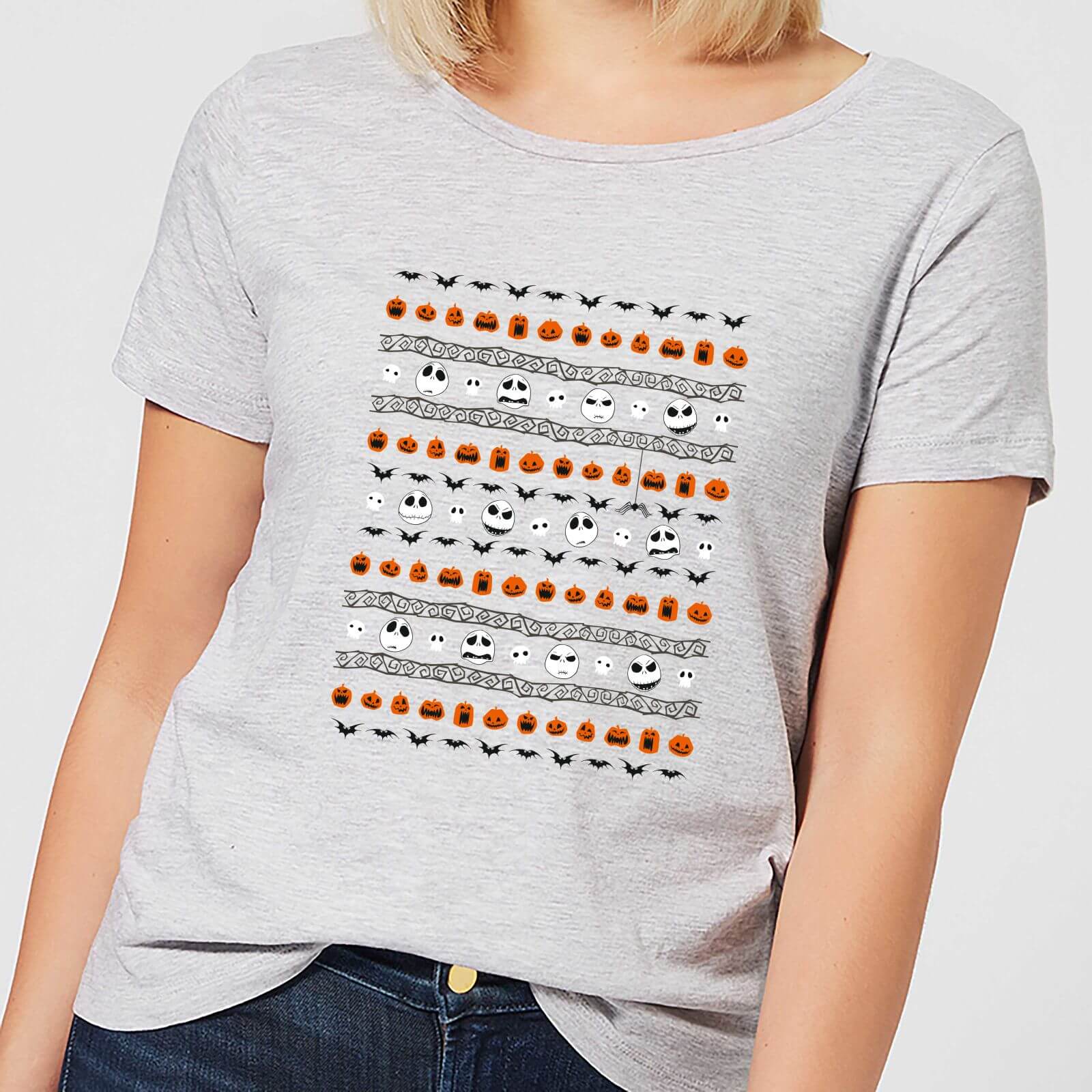 Nightmare Before Christmas Jack Pumpkin Faces Women's T-Shirt - Grey - 3XL