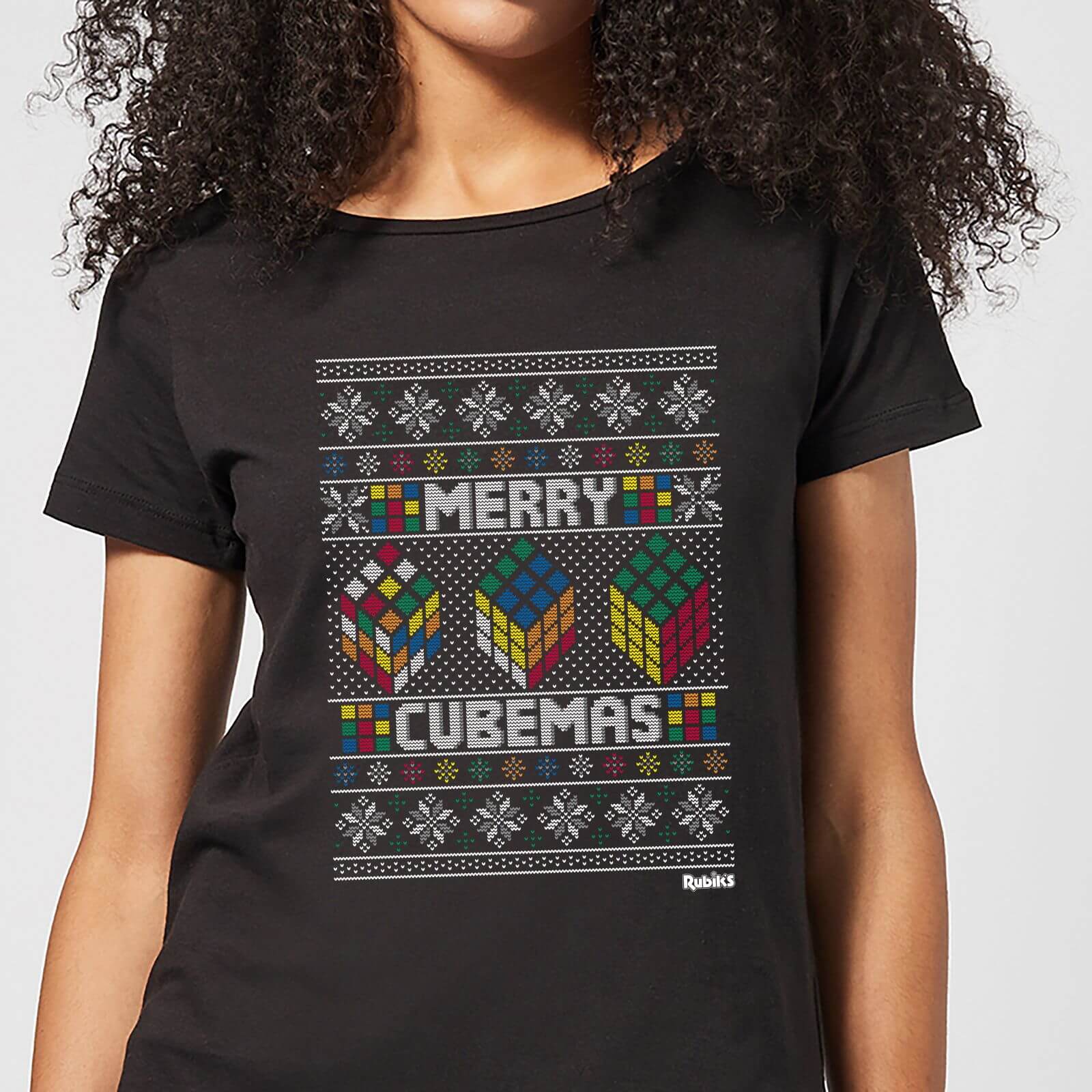 Rubik's Christmas Merry Cubemas Damen T-Shirt - Schwarz - 3XL
