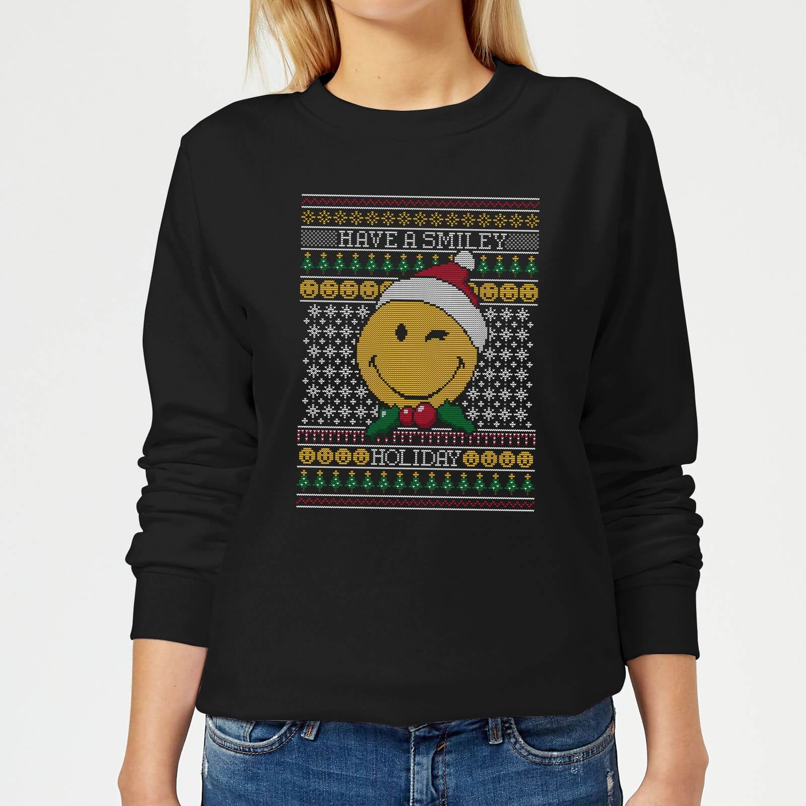 Pull de Noël Homme Smiley Holidays - Noir - 5XL - Noir