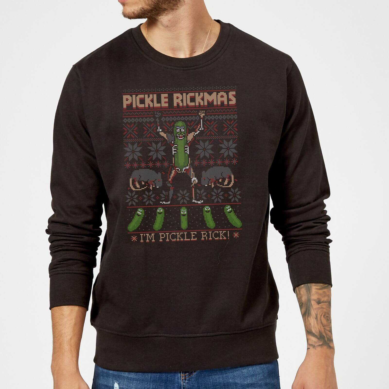 

Rick and Morty Pickle Rick Maglione Natalizio - Nero - XXL