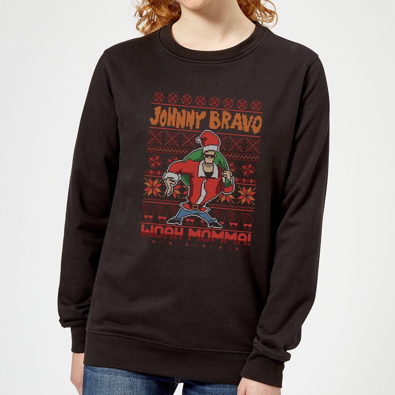 Johnny Bravo Johnny Bravo Pattern Women's Christmas Sweatshirt - Black - 5XL