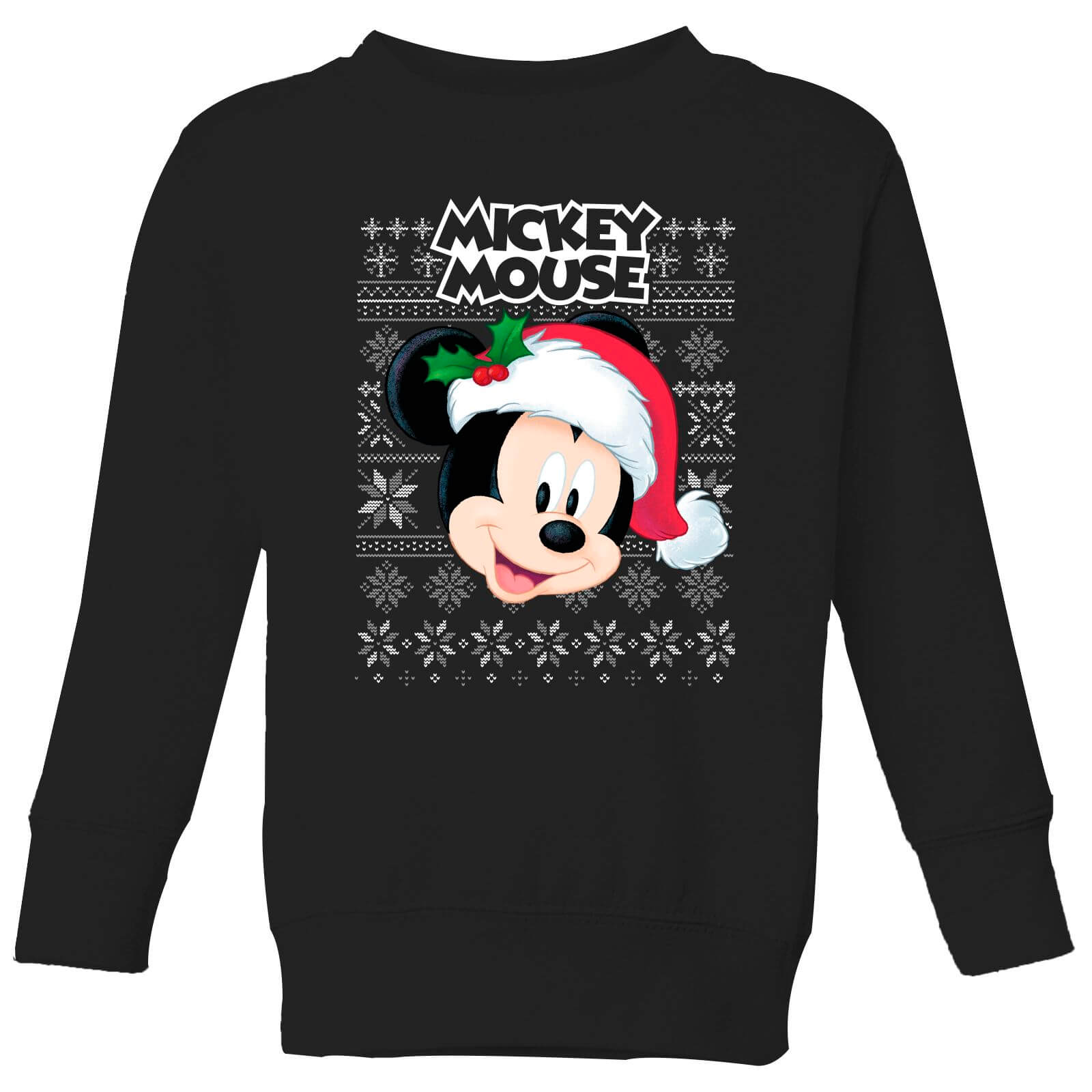 Disney Classic Mickey Mouse Kids Christmas Sweatshirt - Black - 11-12 Years
