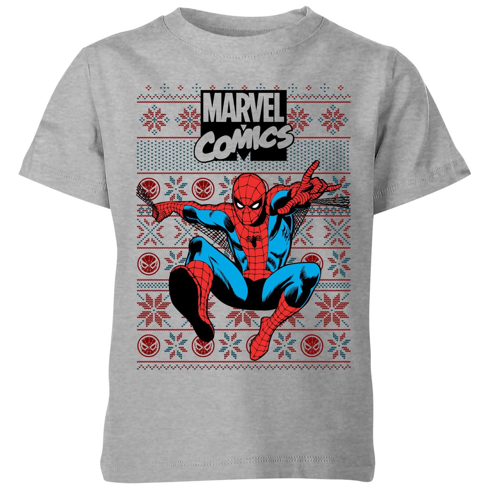 Marvel Avengers Classic Spider Man Kids Christmas T Shirt   Grey   11 12 Years