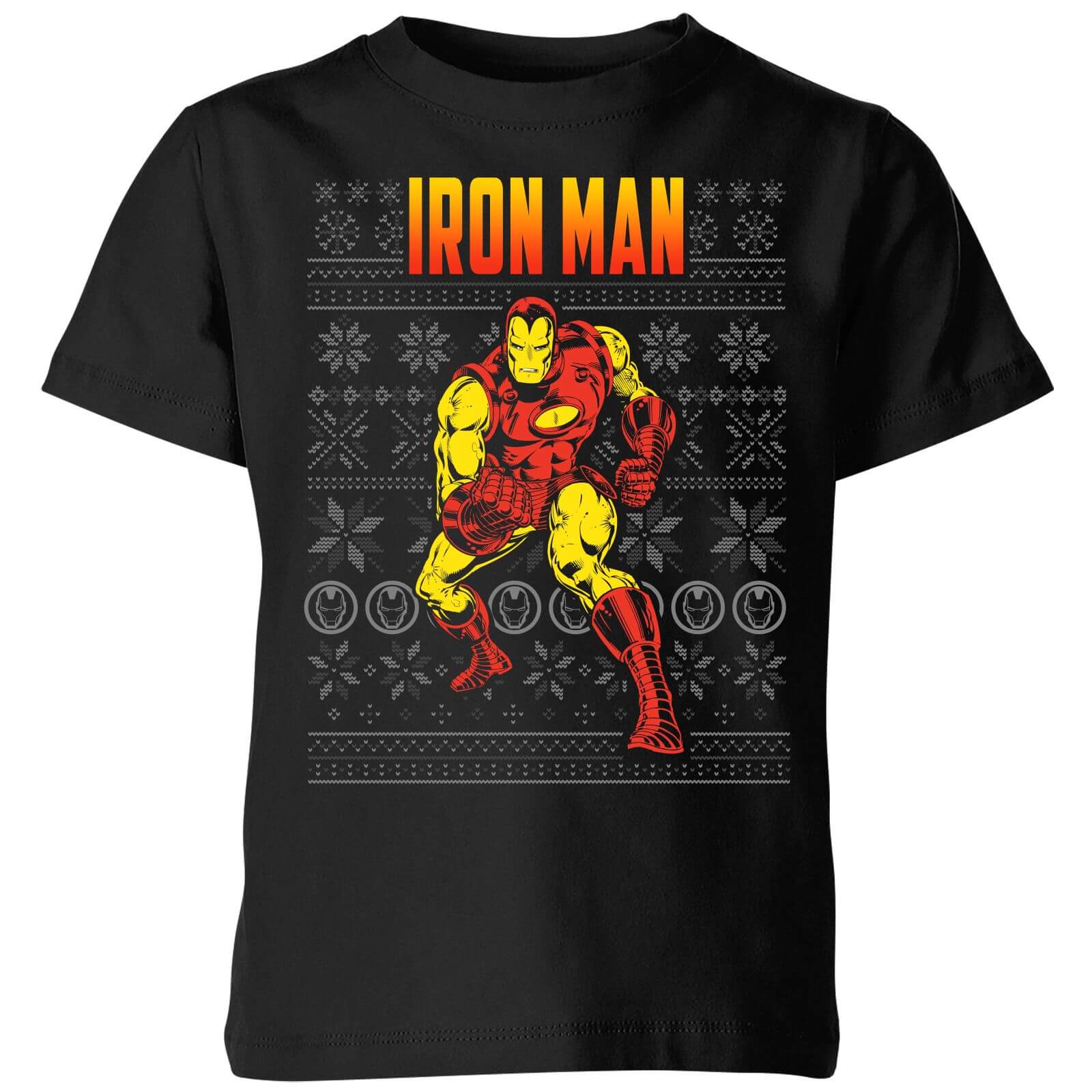 Marvel Avengers Classic Iron Man Kids Christmas T-Shirt - Black - 5-6 Years