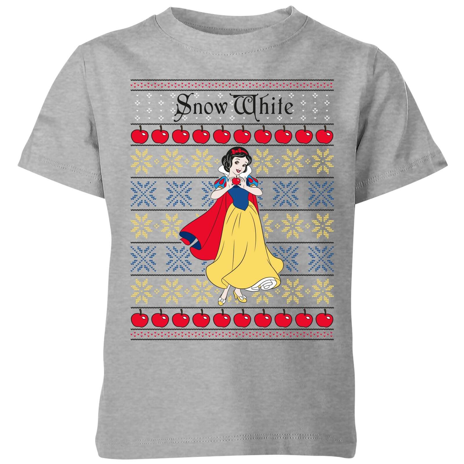 Disney Classic Snow White Kids Christmas T-Shirt - Grey - 7-8 Years - Grey