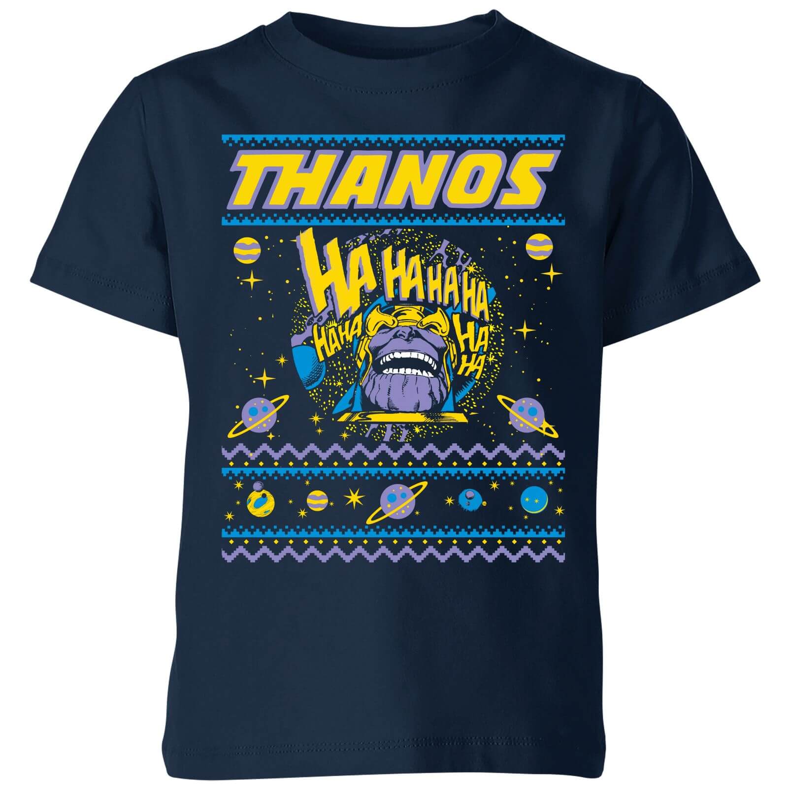 Marvel Thanos Christmas Knit Kinder T-Shirt - Navy Blau - 5-6 Jahre