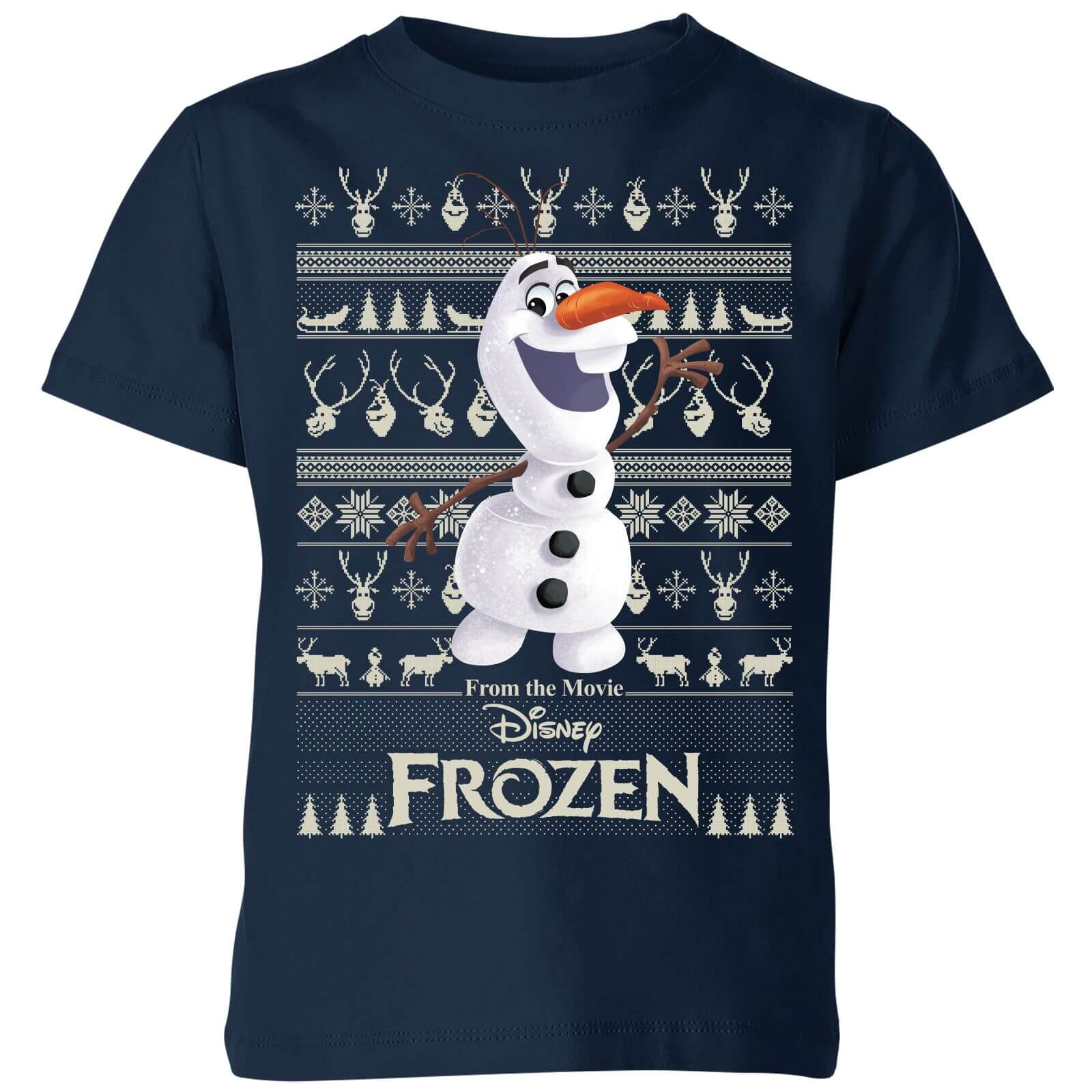 Disney Frozen Olaf Kids Christmas T-Shirt - Navy - 5-6 Years