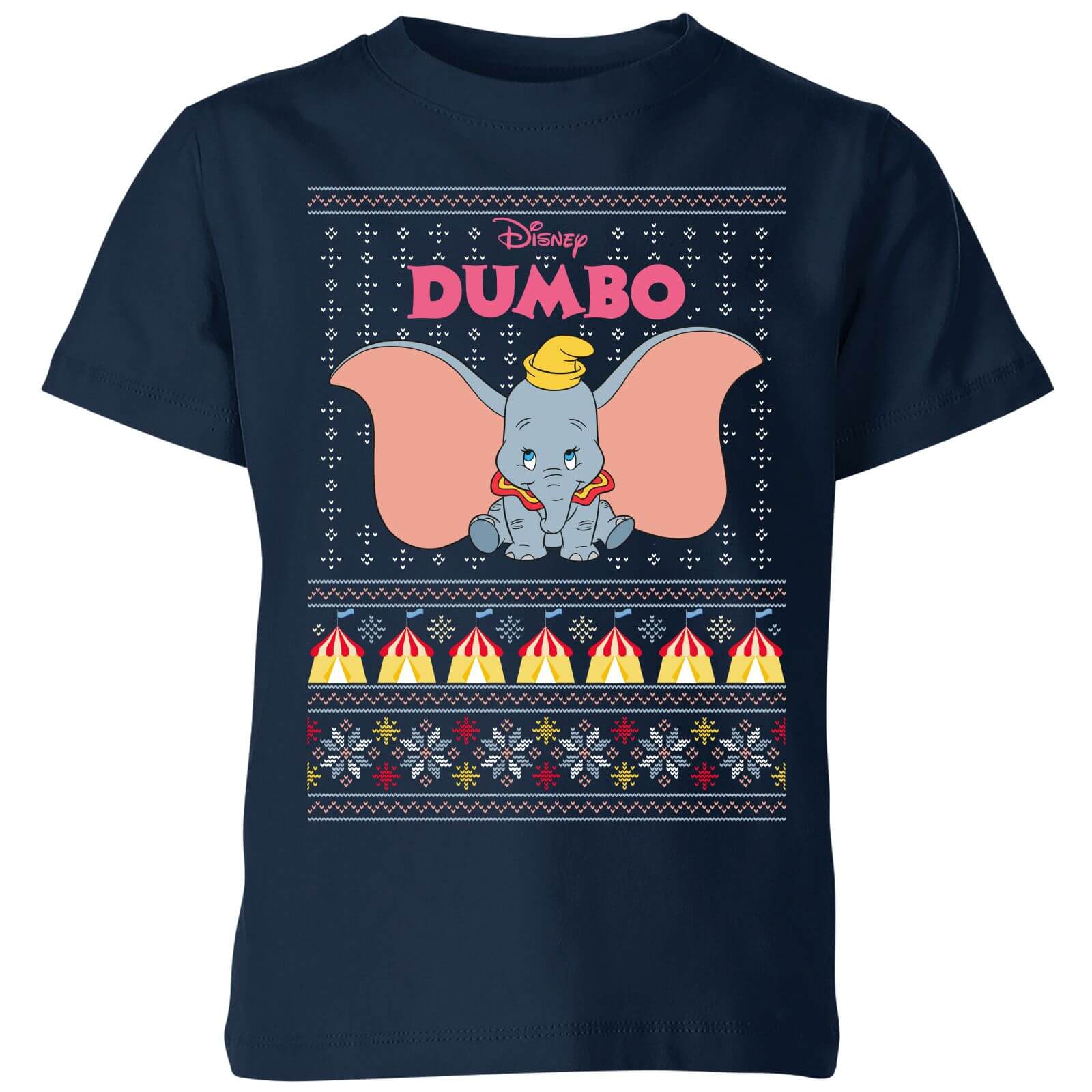 Disney Classic Dumbo Kids Christmas T-Shirt - Navy - 7-8 Years
