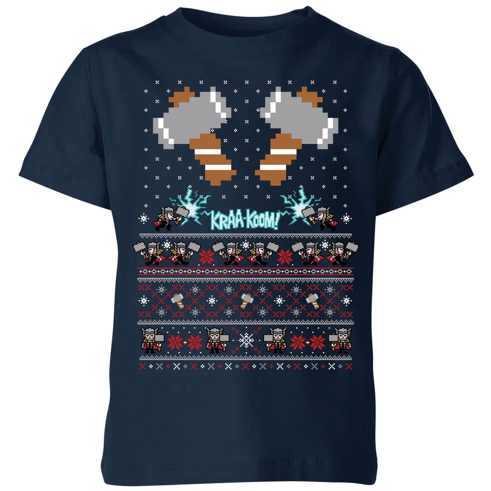 

T-Shirt Marvel Avengers Thor Pixel Art Kids Christmas - Navy - 3-4 Anni