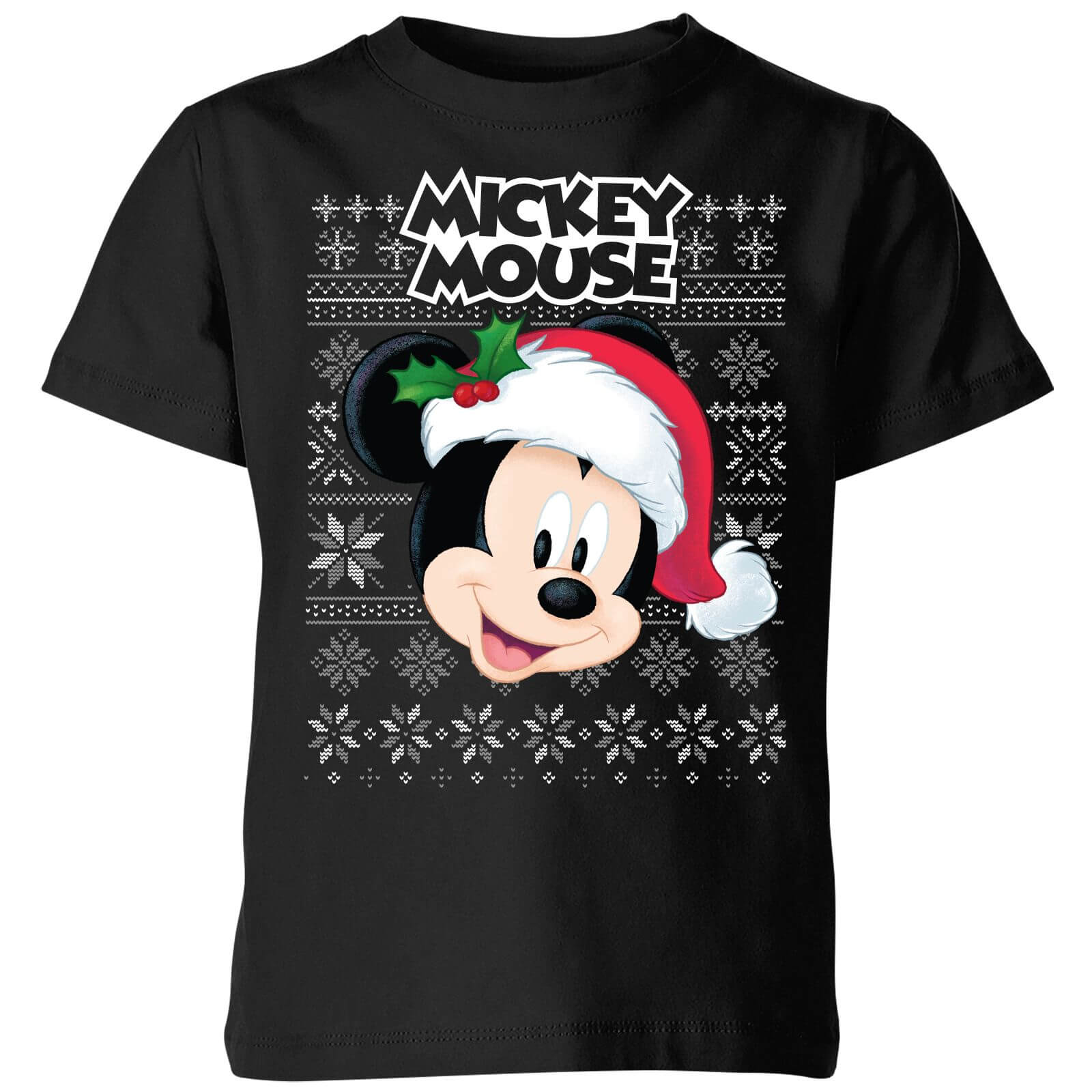Disney Classic Mickey Mouse Kids Christmas T-Shirt - Black - 5-6 Years