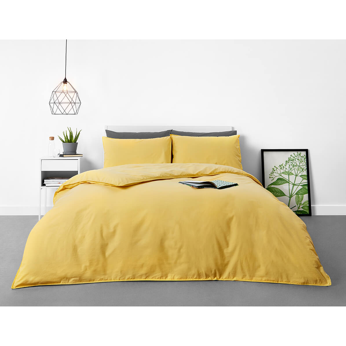 in homeware Washed Cotton Duvet Set - Yellow - Single