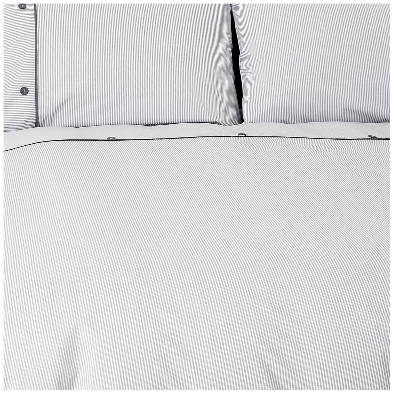 in homeware Pinstripe with Button Cuff Duvet Set - Grey - Single