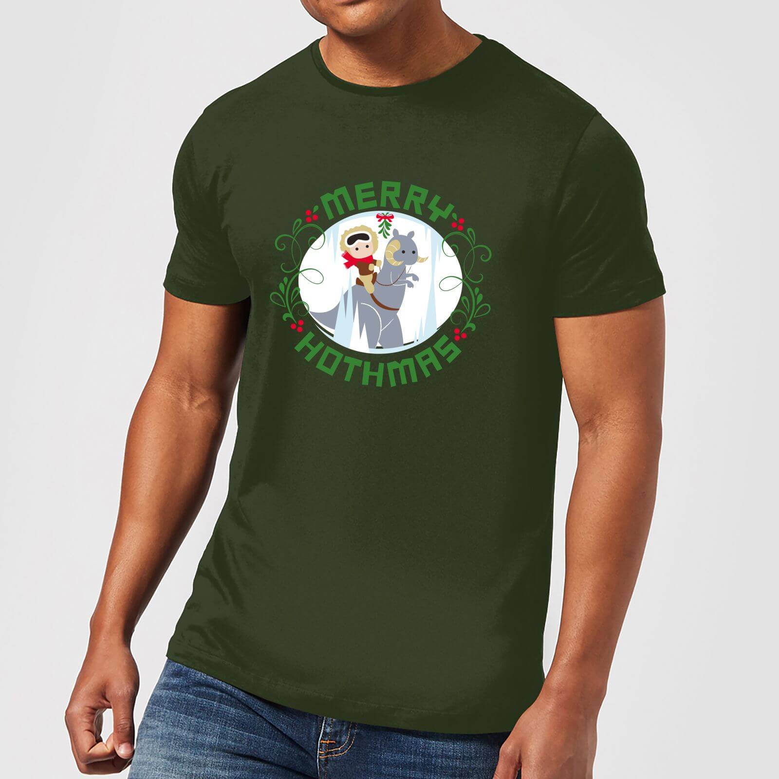 Star Wars Merry Hothmas Men's Christmas T-Shirt - Forest Green - XS