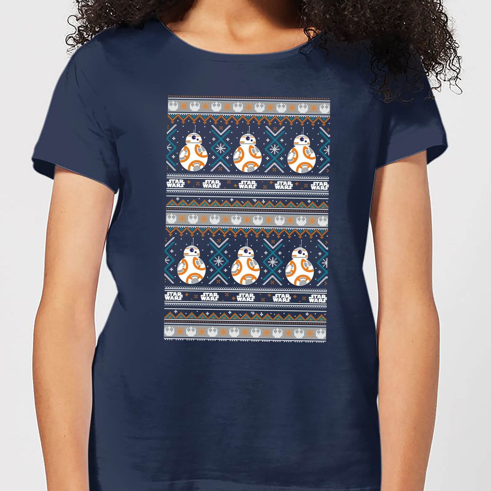 

T-Shirt Star Wars BB-8 Pattern Christmas - Navy - Donna - M