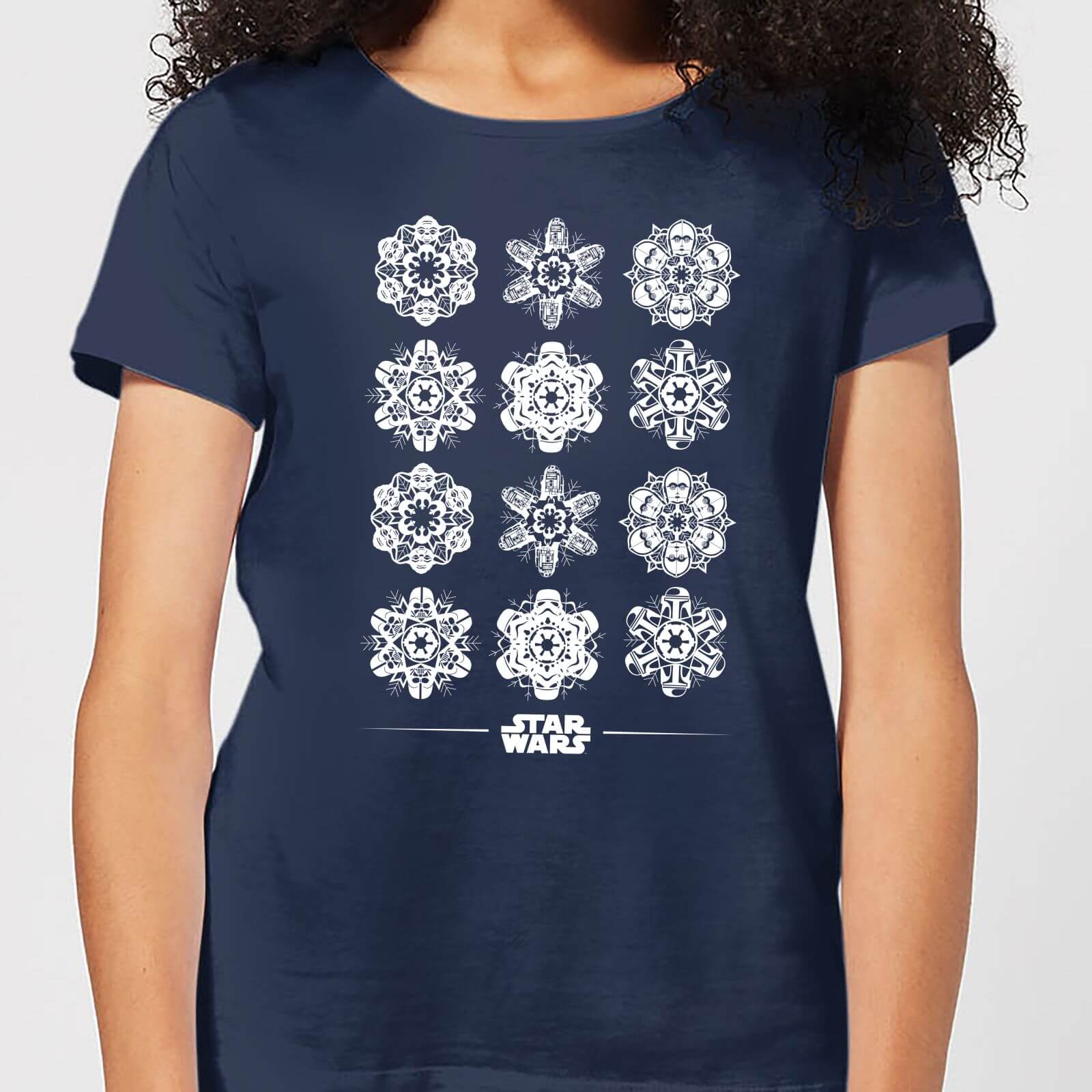 Star Wars Snowflake Women's Christmas T-Shirt - Navy - XXL