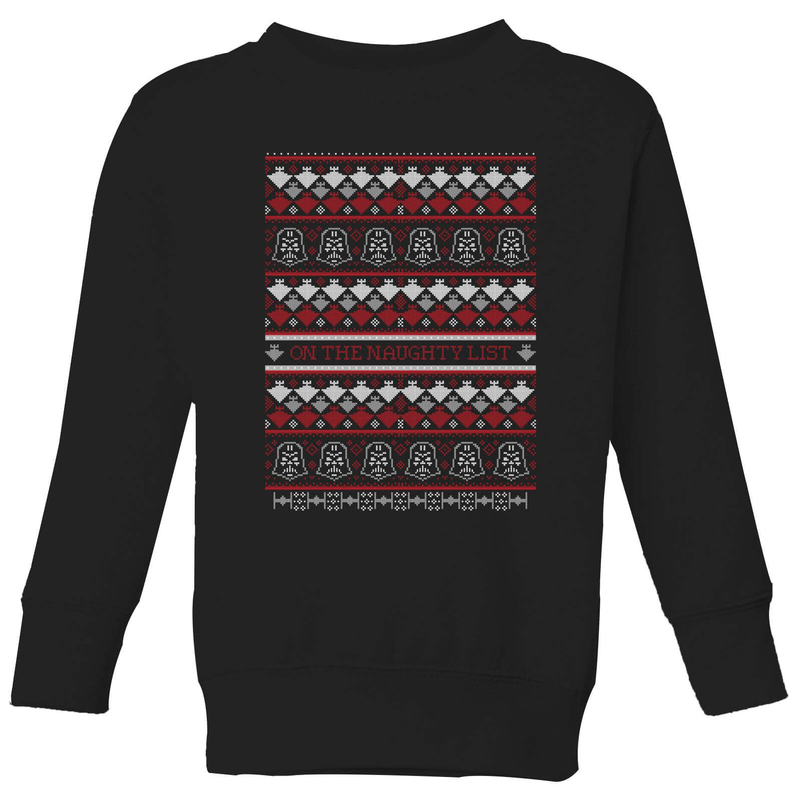 Star Wars On The Naughty List Pattern Kids Christmas Sweatshirt - Black - 5-6 Years - Black