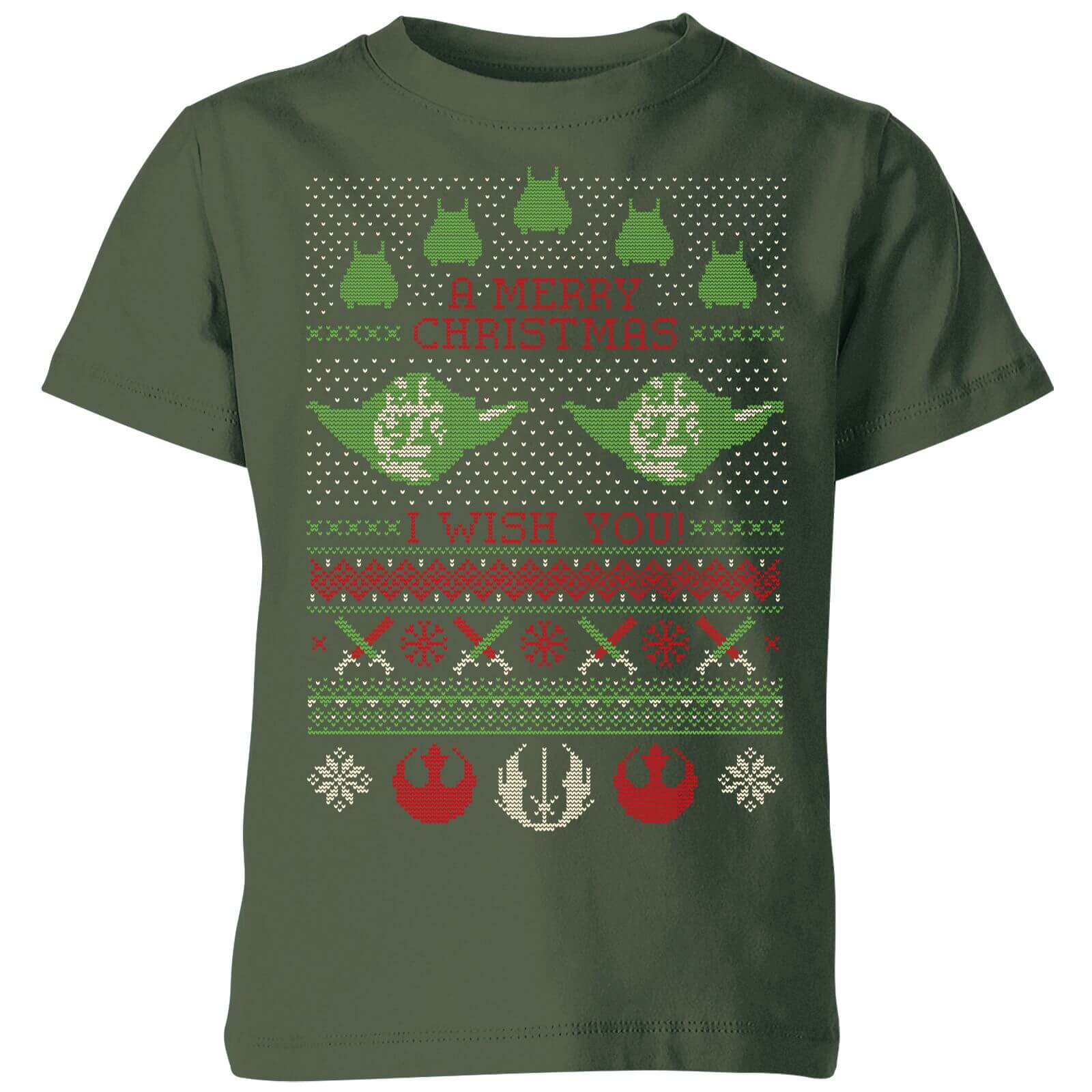 Star Wars Merry Christmas I Wish You Knit Kids Christmas T-Shirt - Forest Green - 3-4 Years