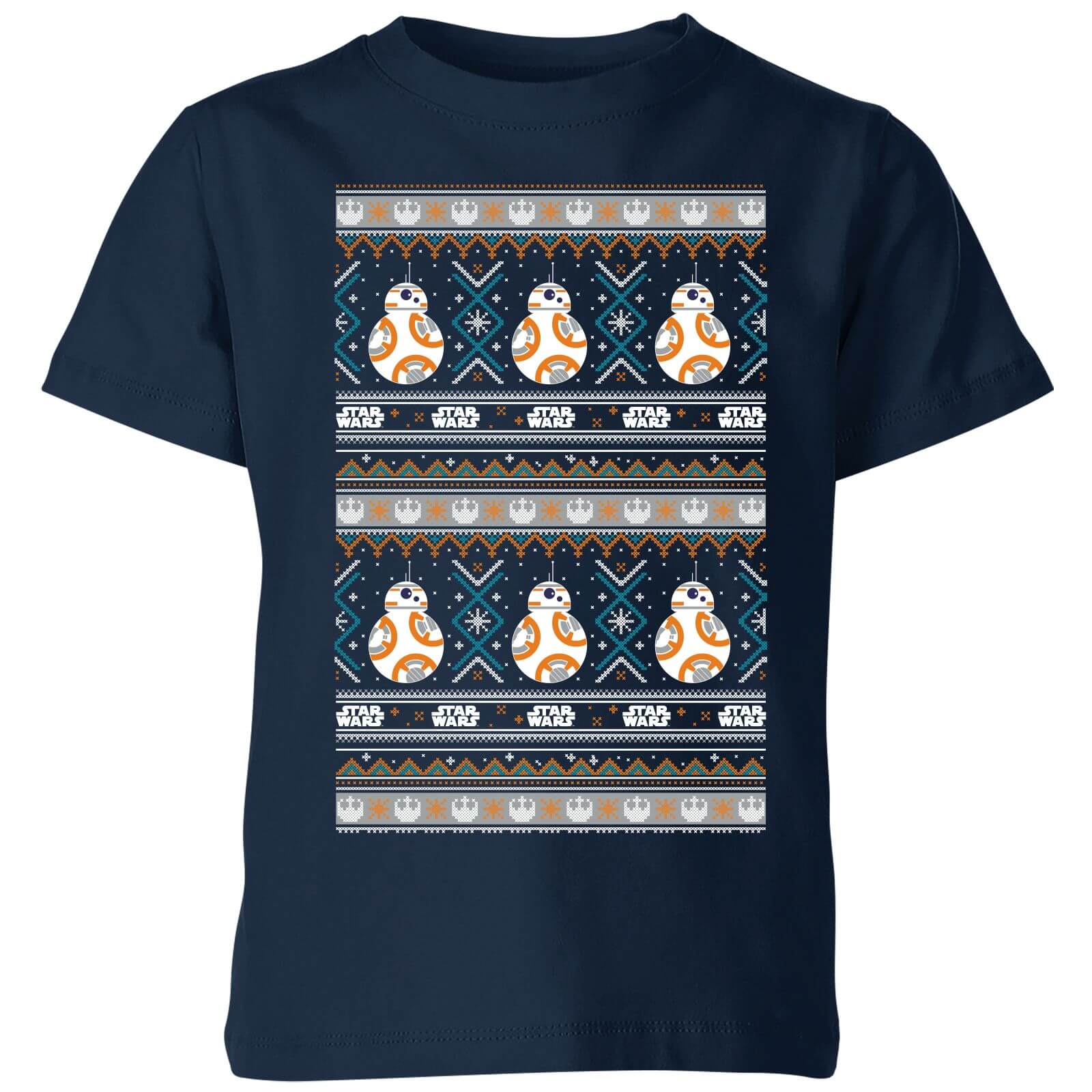 Star Wars BB-8 Pattern Kids Christmas T-Shirt - Navy - 7-8 Years