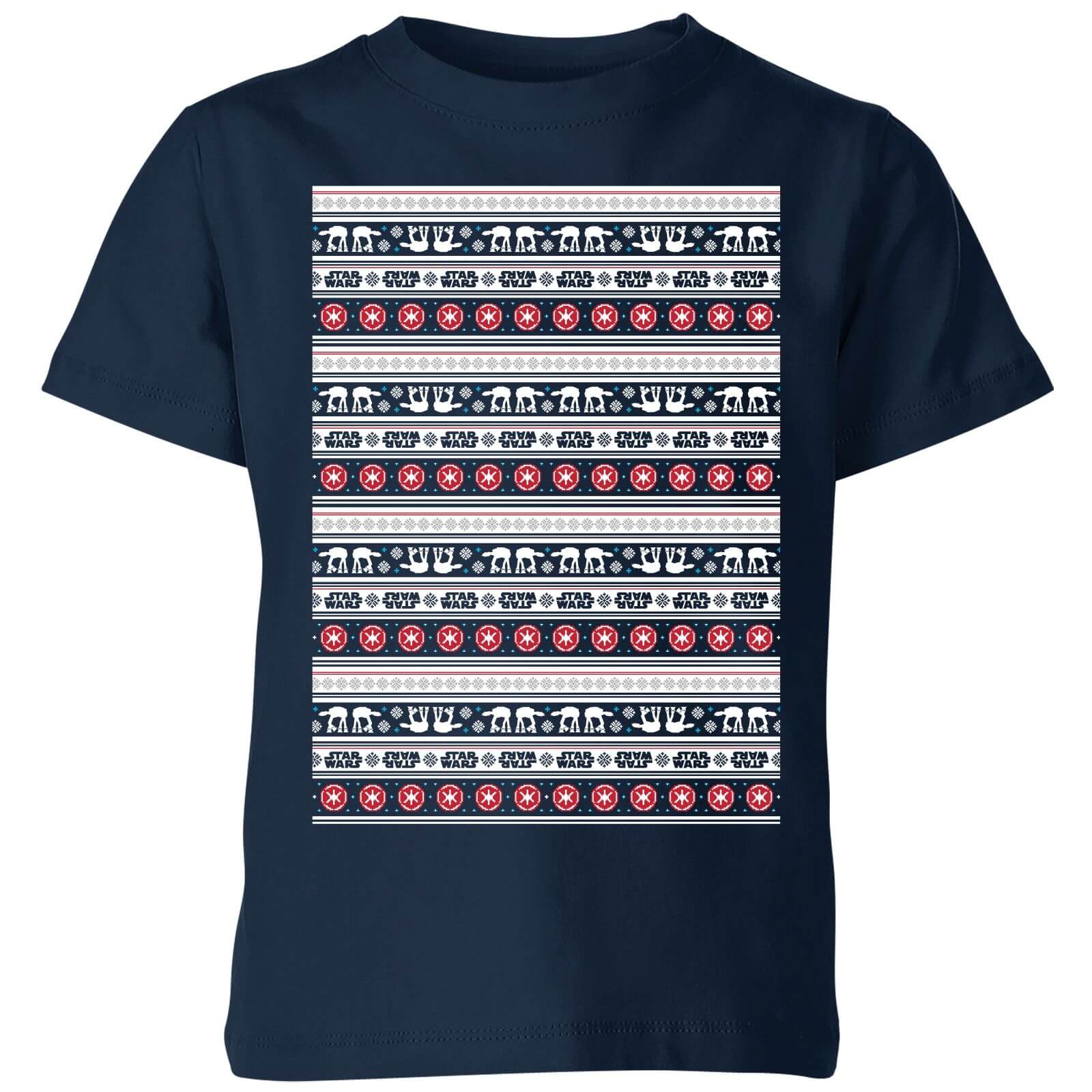 Star Wars AT-AT Pattern Kids Christmas T-Shirt - Navy - 9-10 Years - Navy
