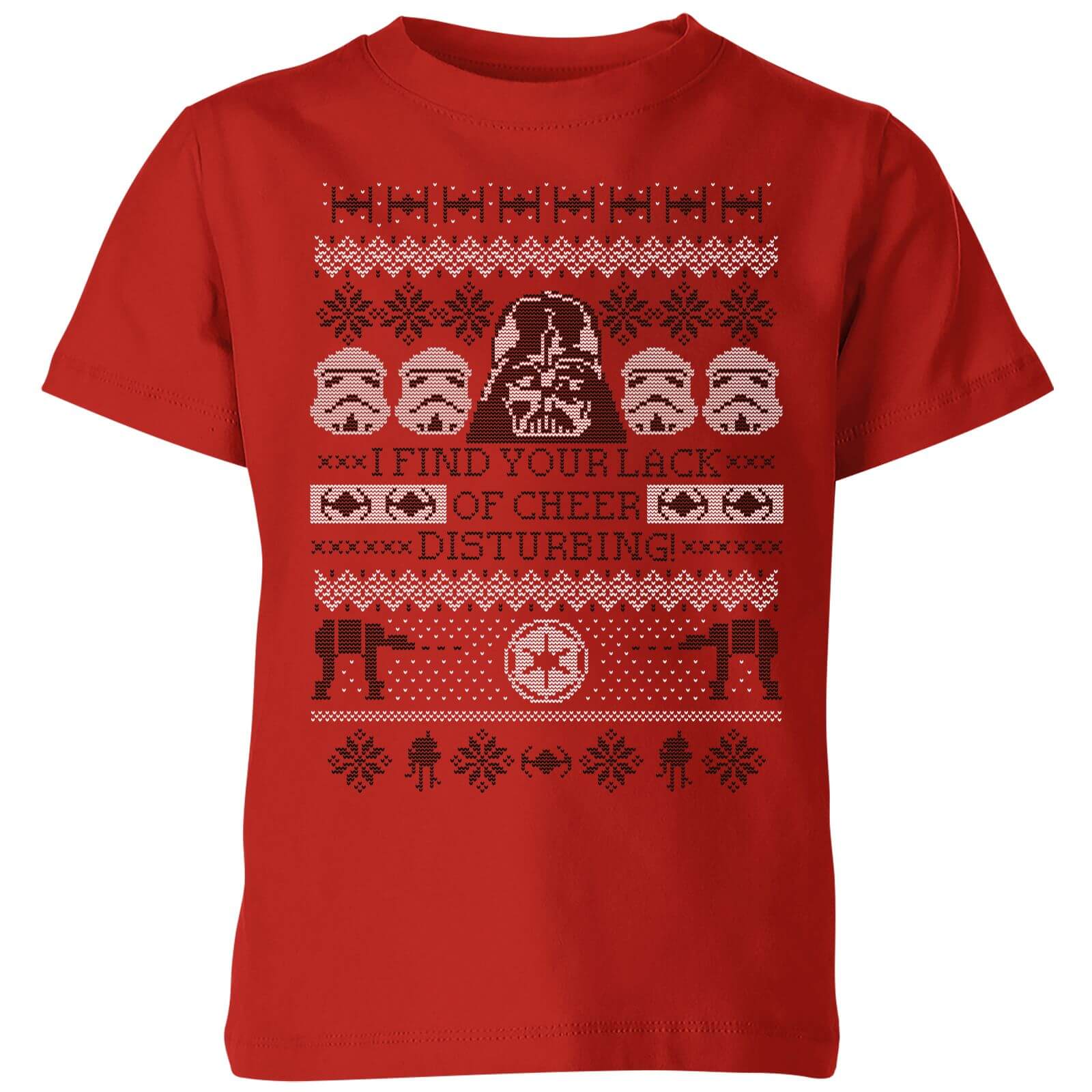 Star Wars I Find Your Lack Of Cheer Disturbing Kids Christmas T-Shirt - Red - 11-12 Years