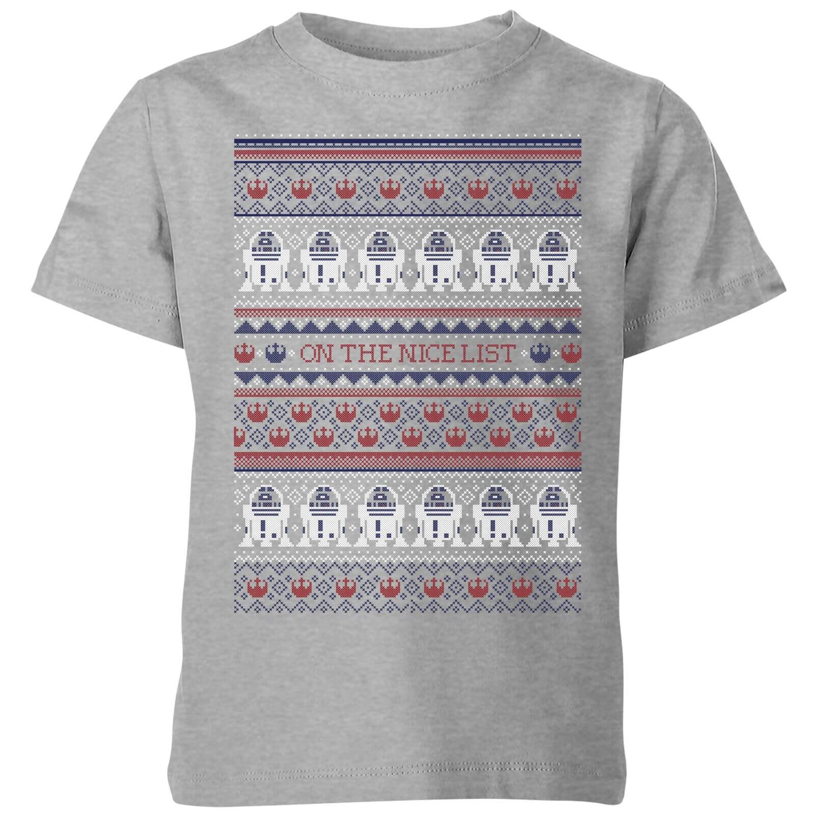 Star Wars On The Nice List Pattern Kids Christmas T-Shirt - Grey - 5-6 Years - Grey