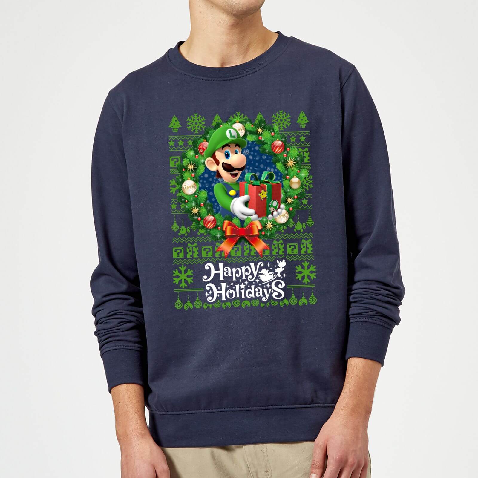 

Pull de Noël Homme Nintendo Happy Holidays Luigi - Bleu Marine - XXL