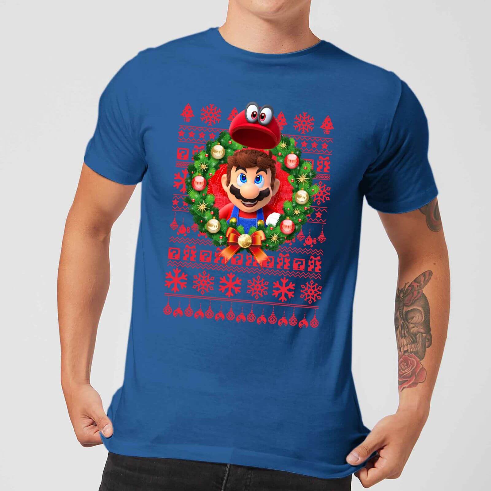 

T-Shirt de Noël Homme Nintendo Mario And Cappy - Bleu Roi - M